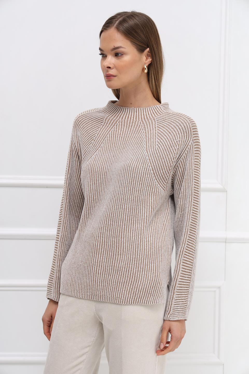 Пуловер Bianca в полоску бежевый