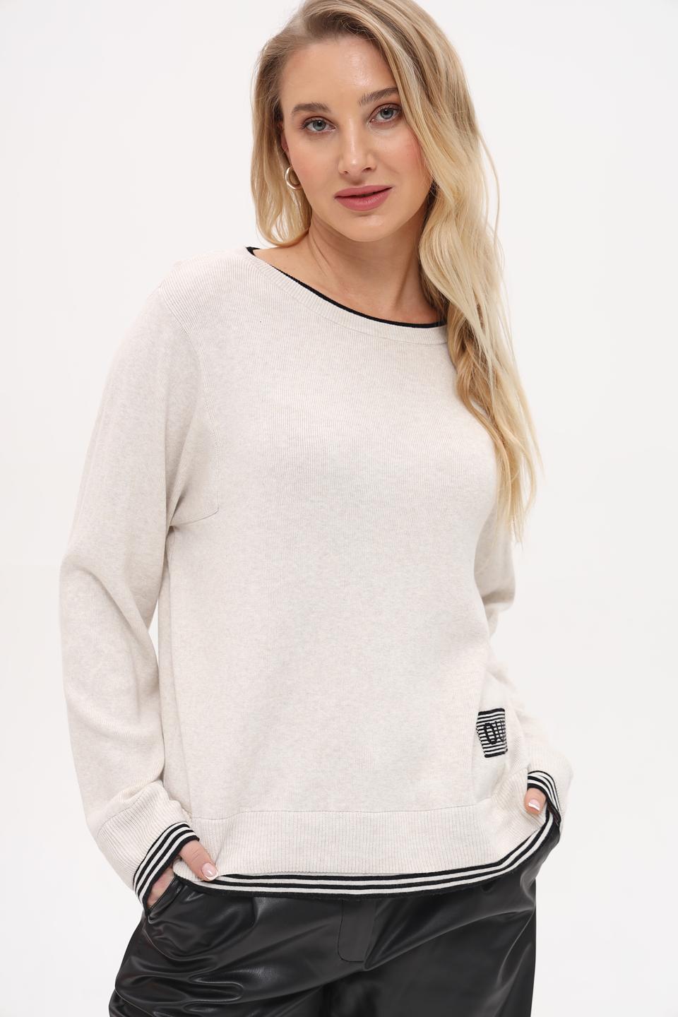 Пуловер Oui с декором бежевый