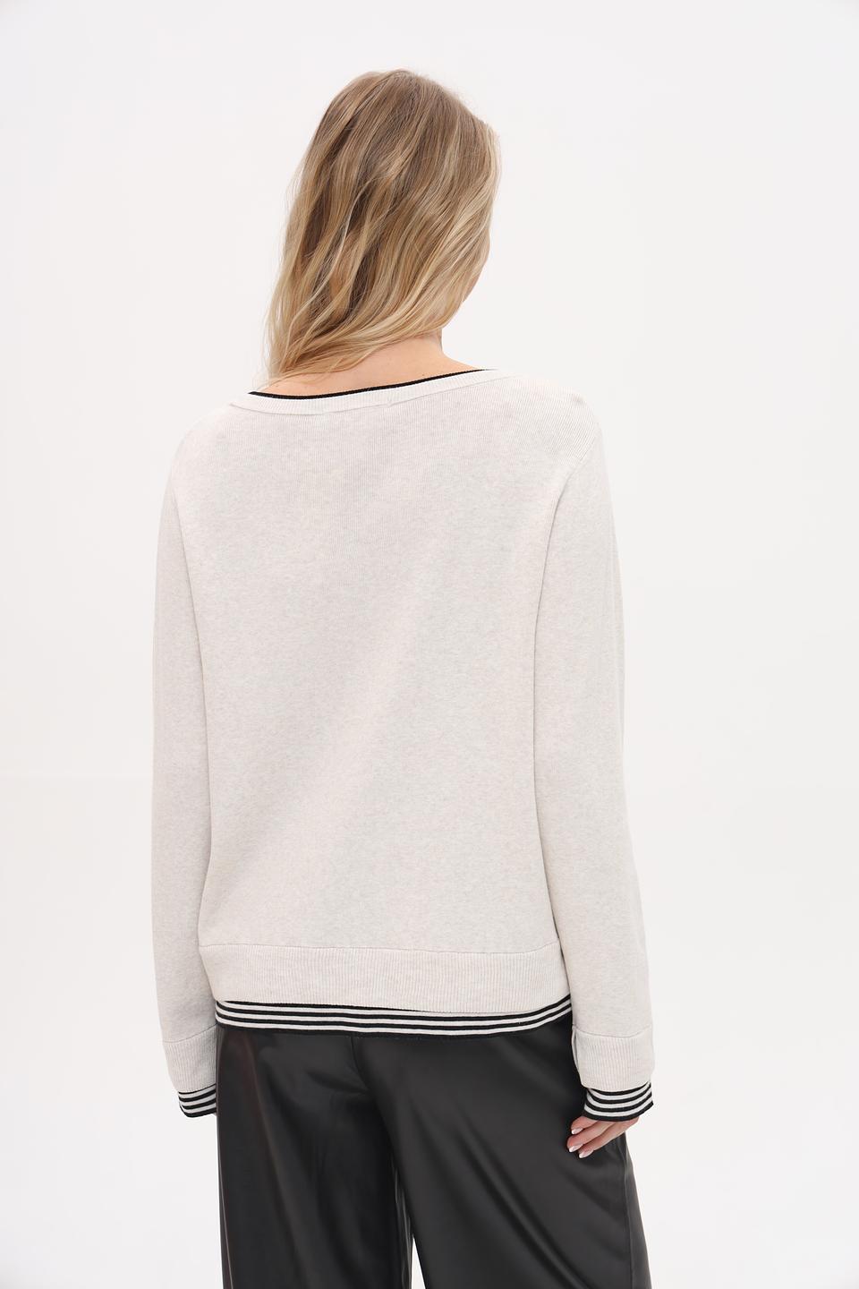 Пуловер Oui с декором бежевый