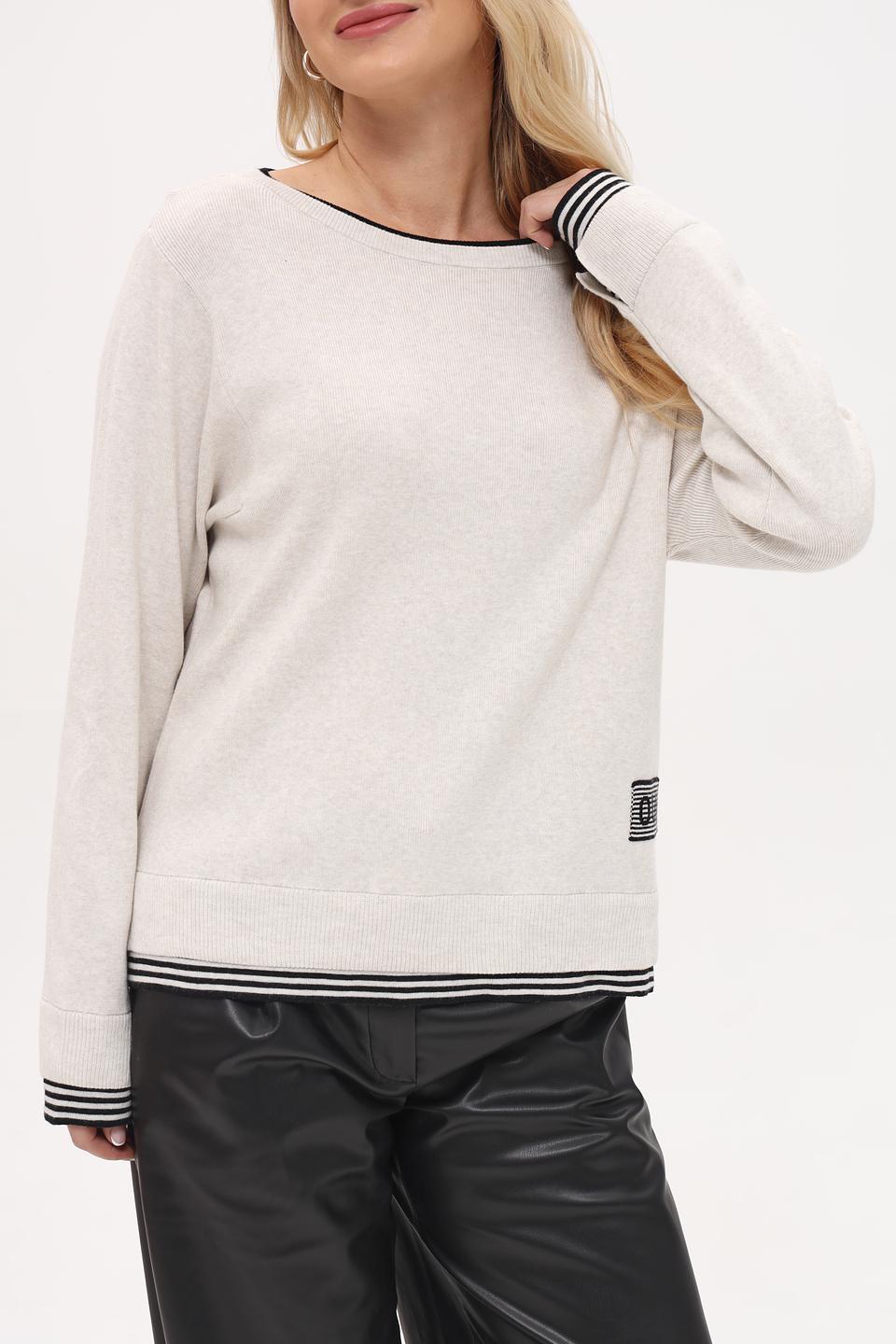 Пуловер Oui с декором бежевый