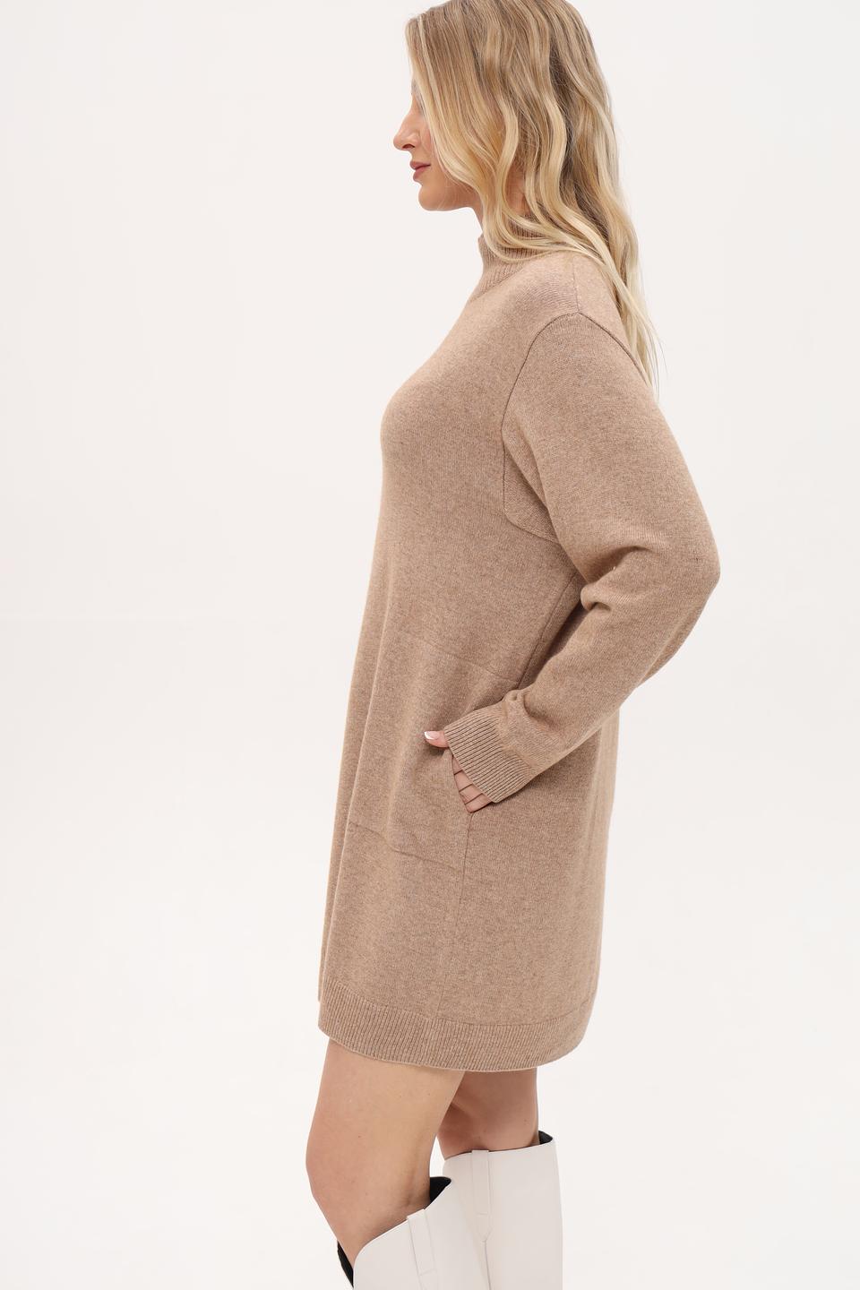 Платье Oui вязаное бежевое