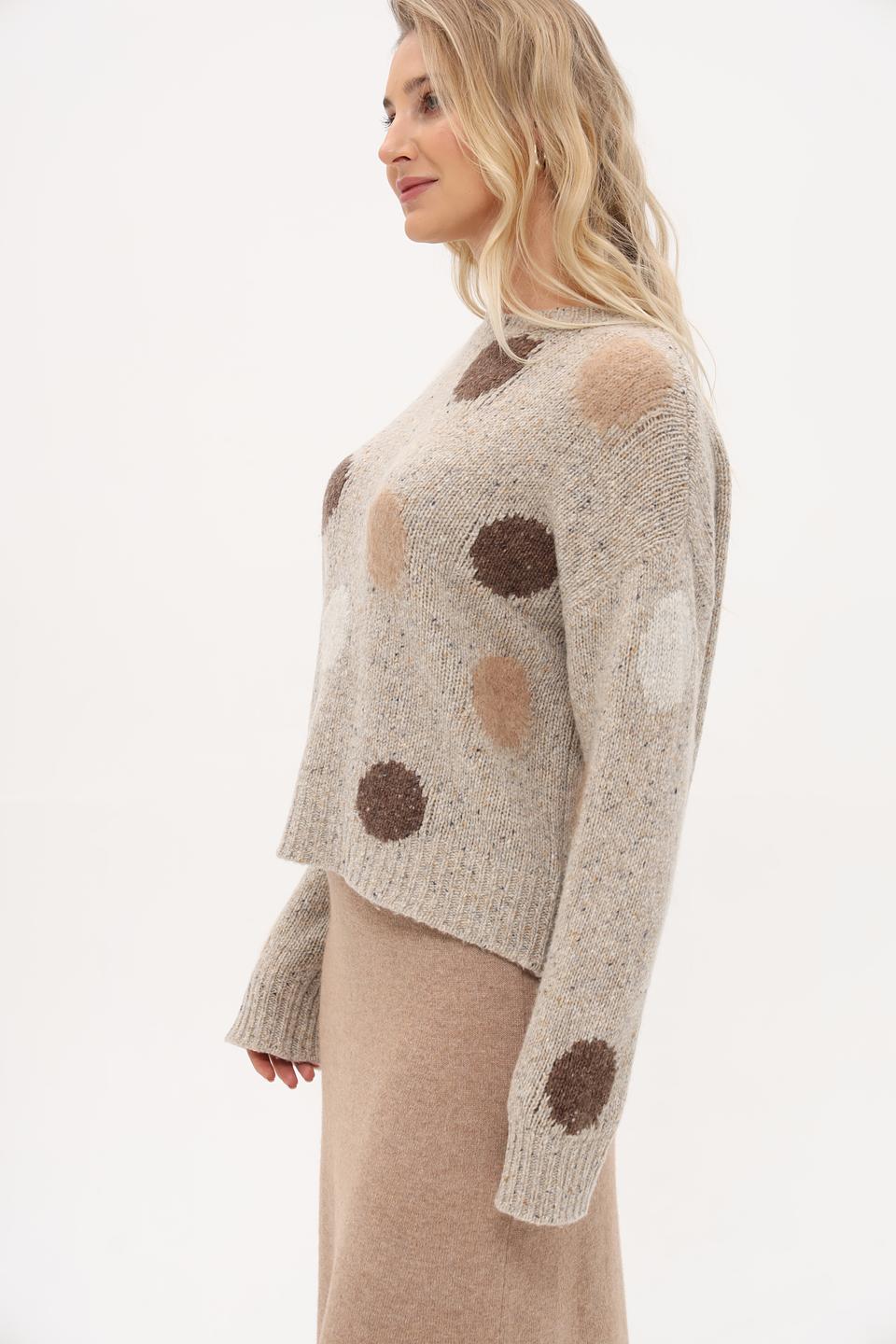 Пуловер Oui с пятнами бежевый