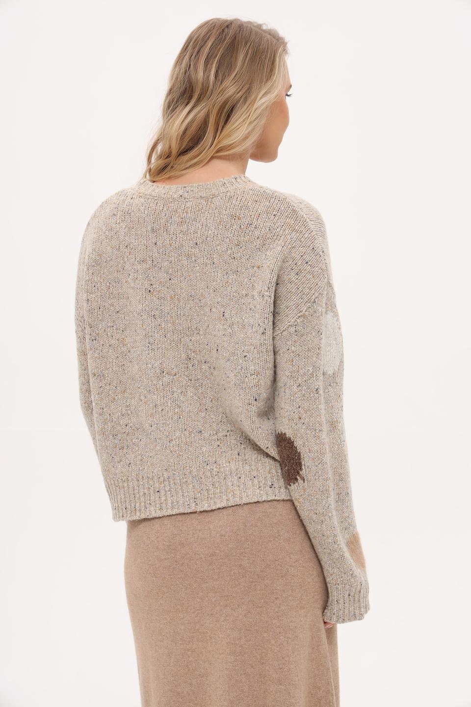 Пуловер Oui с пятнами бежевый