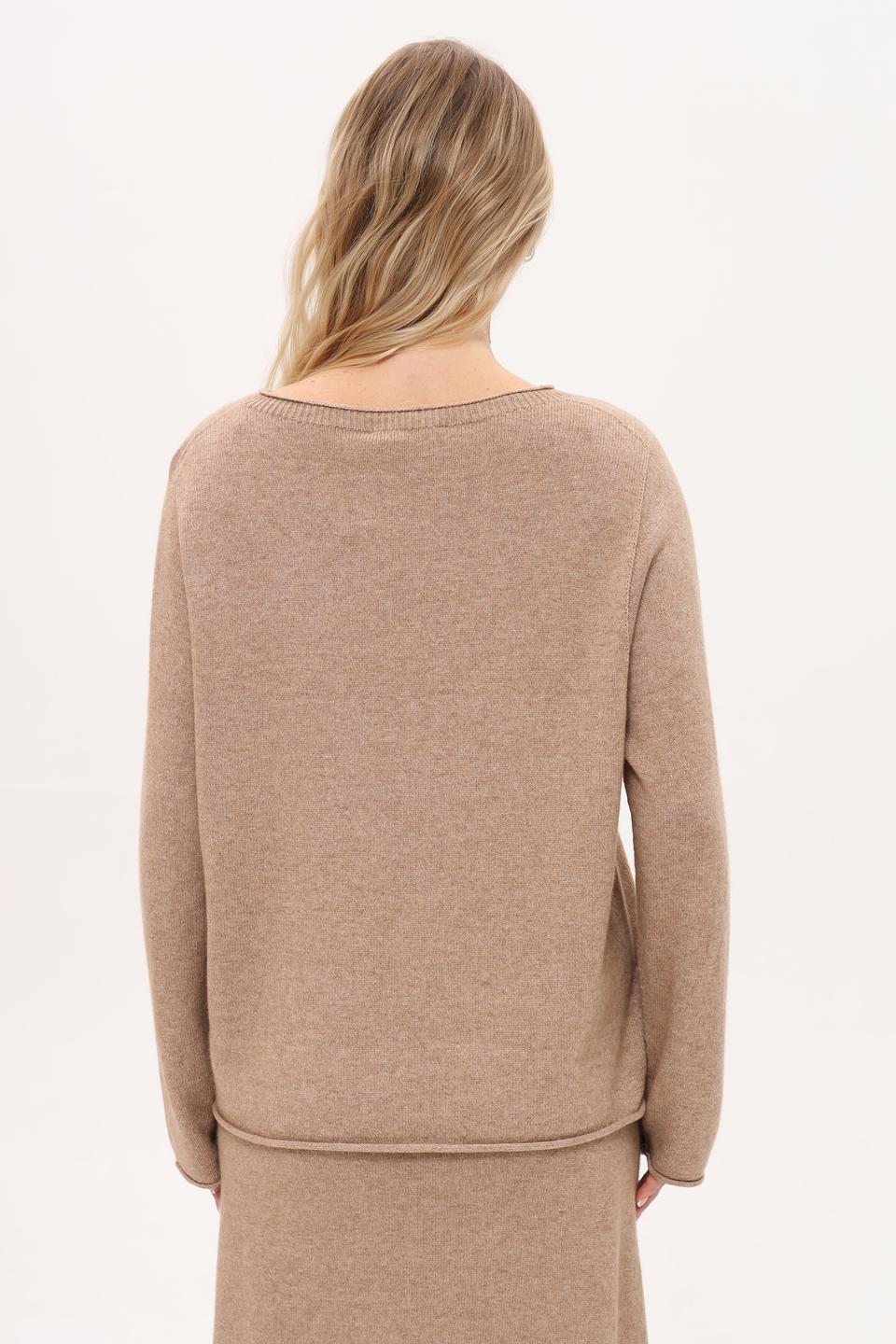 Пуловер Oui бежевый с карманом