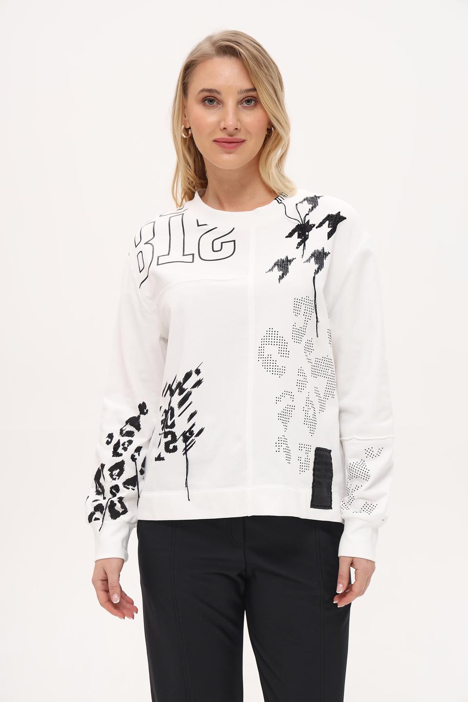 Пуловер Marc Cain с принтом белый