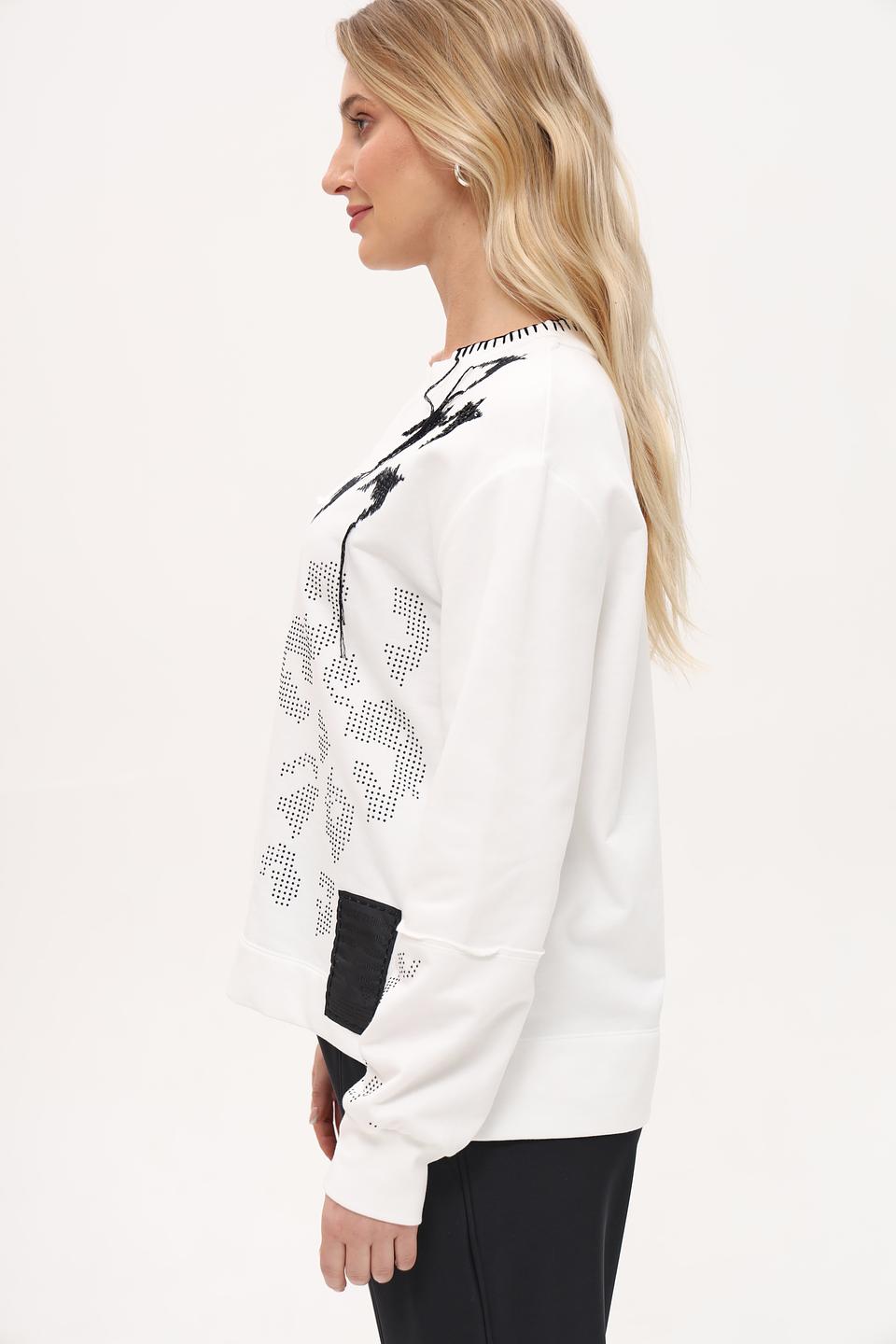 Пуловер Marc Cain с принтом белый