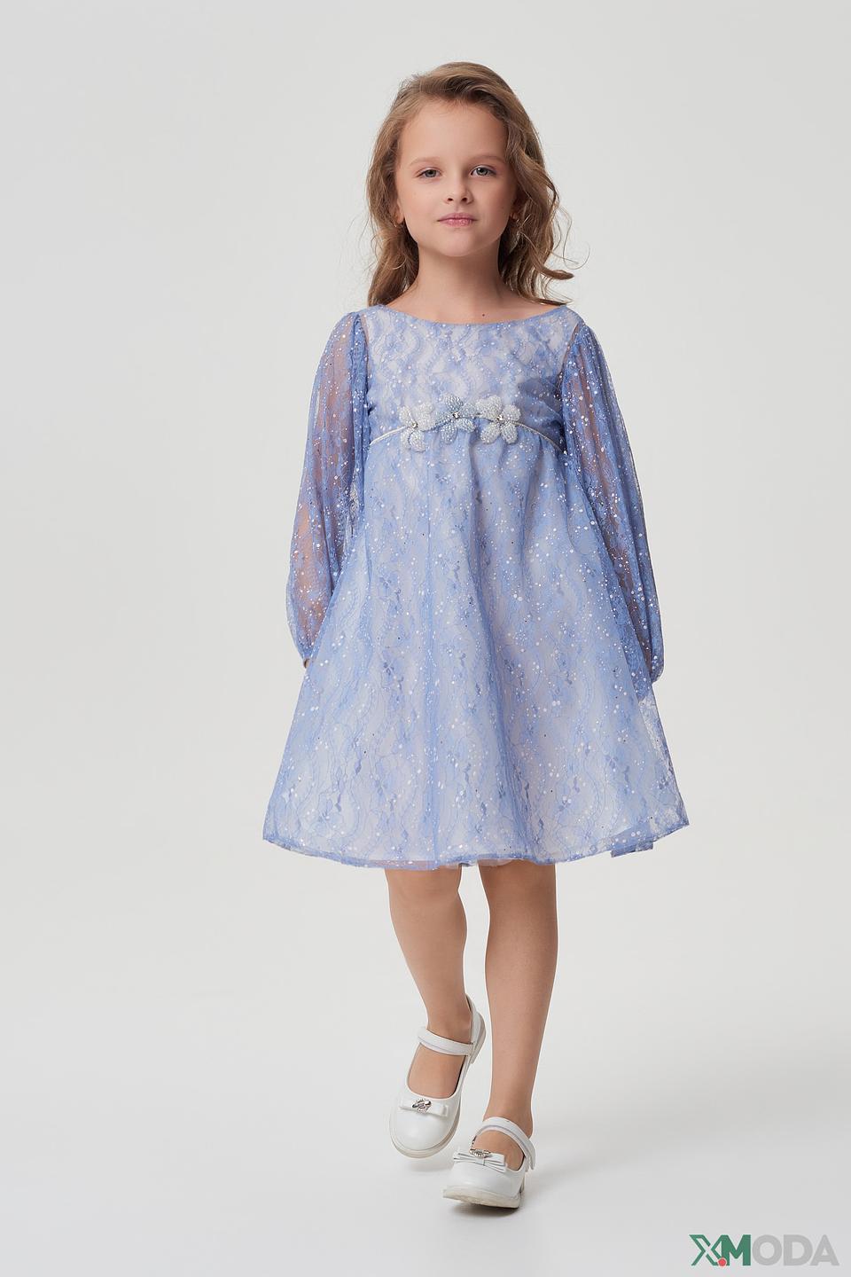 Платье Choupette дев. с цветами голубое