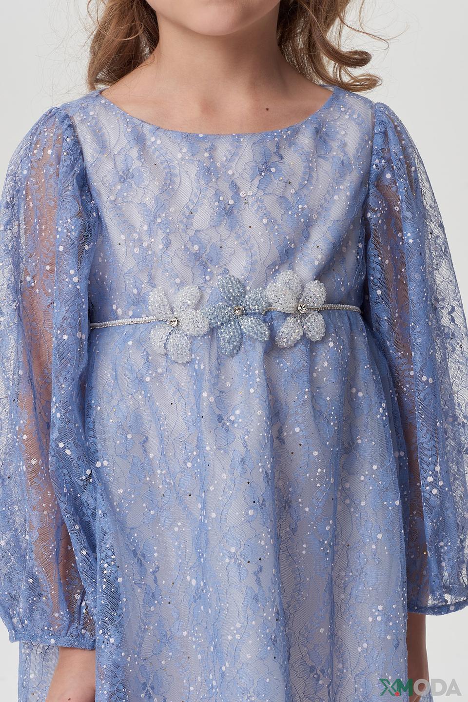 Платье Choupette дев. с цветами голубое