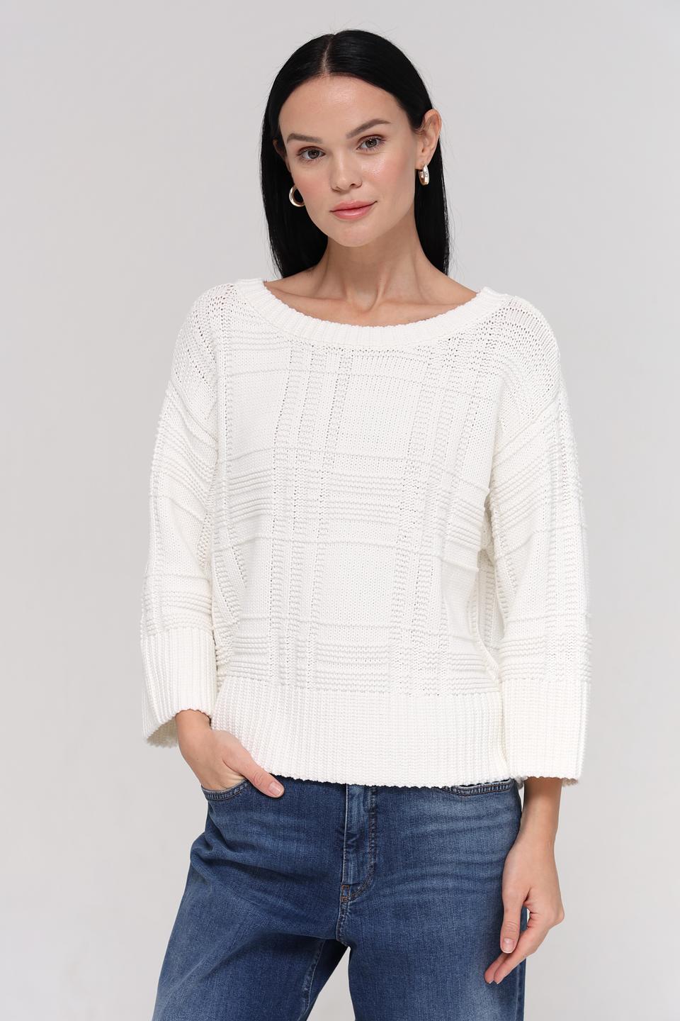 Пуловер Tom Tailor белый с узором