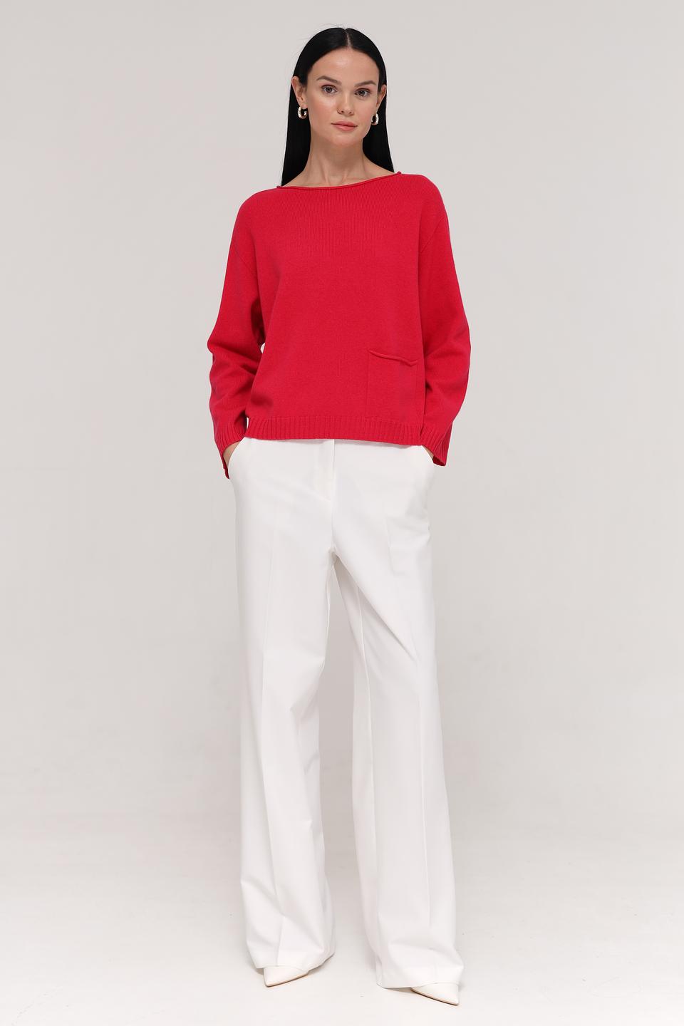 Пуловер Oui красный с карманом
