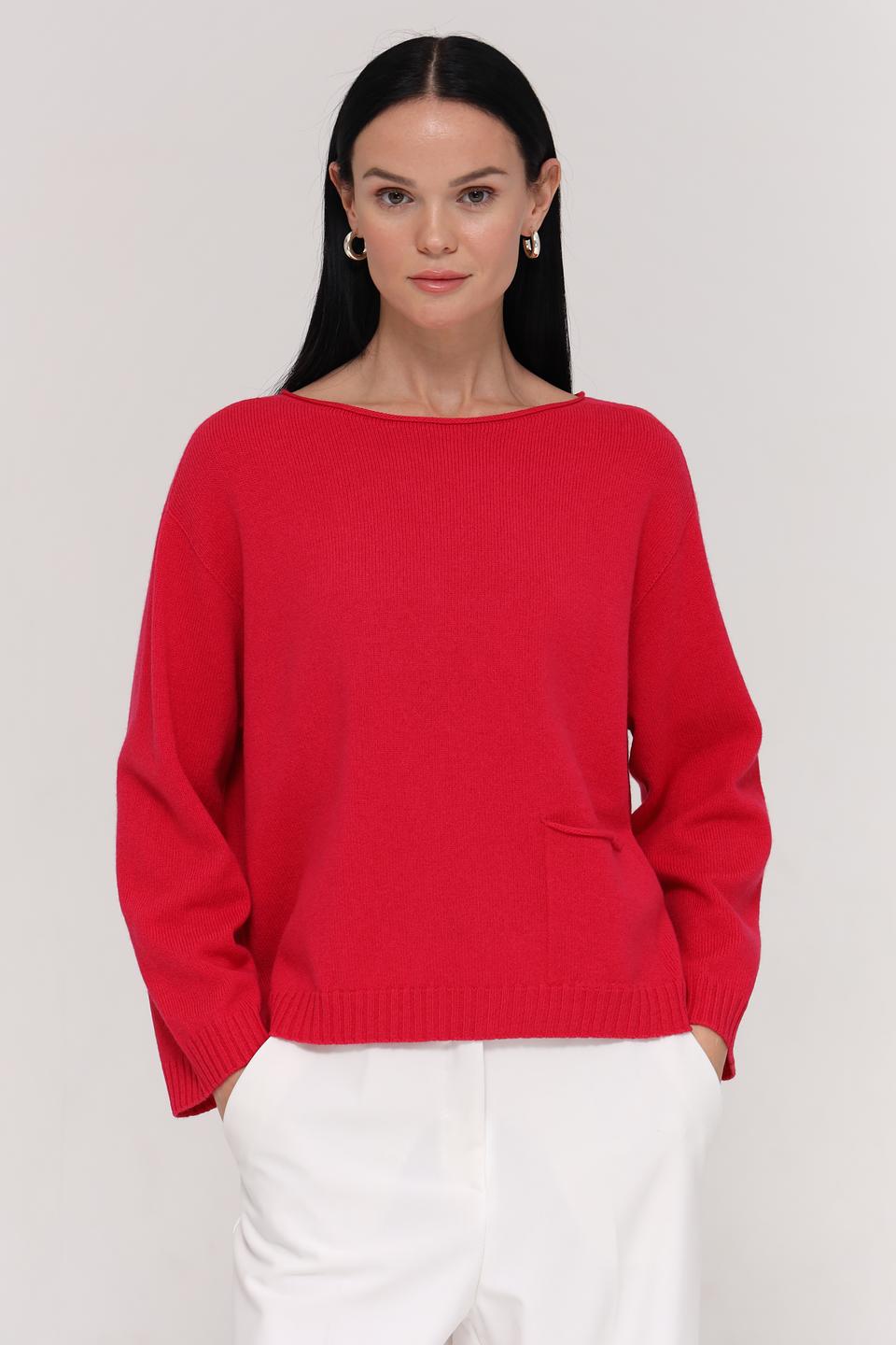 Пуловер Oui красный с карманом