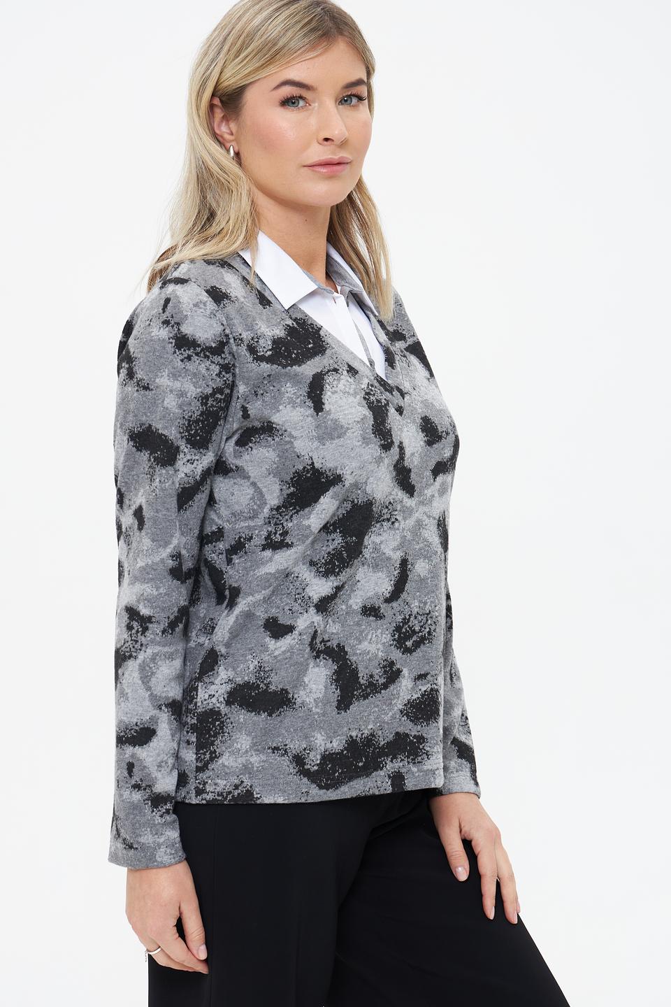 Пуловер Rabe collection с принтом серый