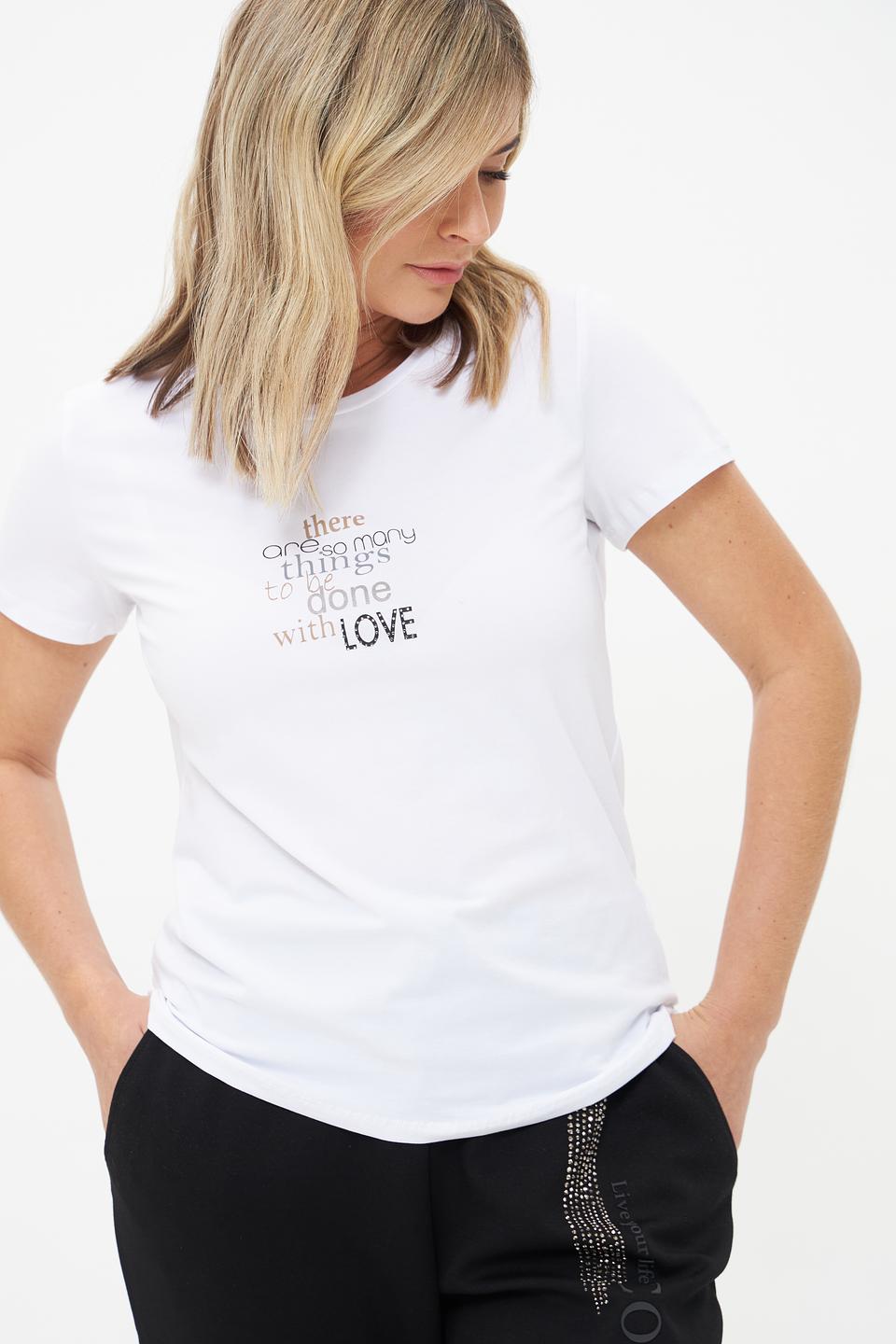 Футболка More and More с принтом белая