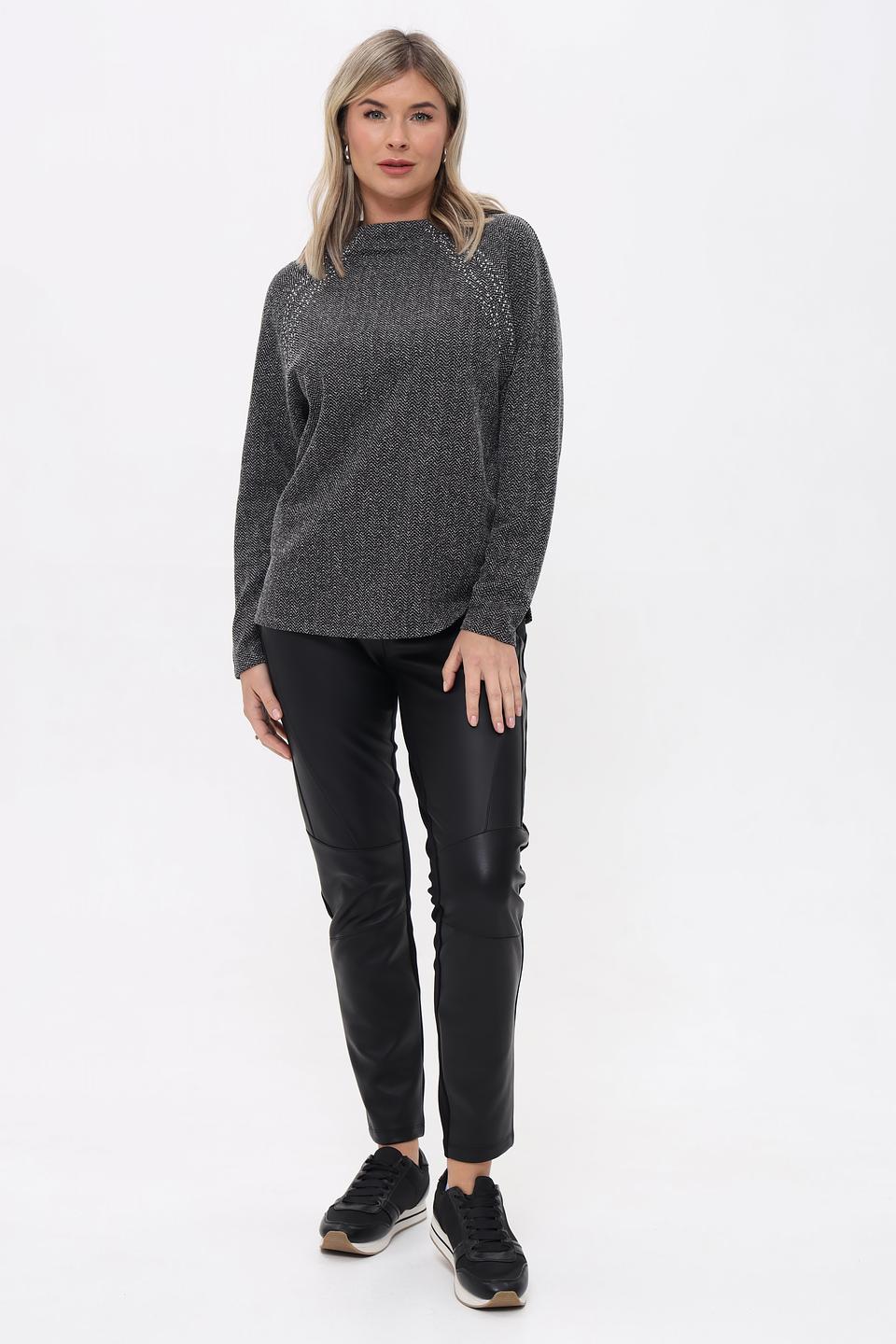 Пуловер Lebek с узором и стразами чёрный