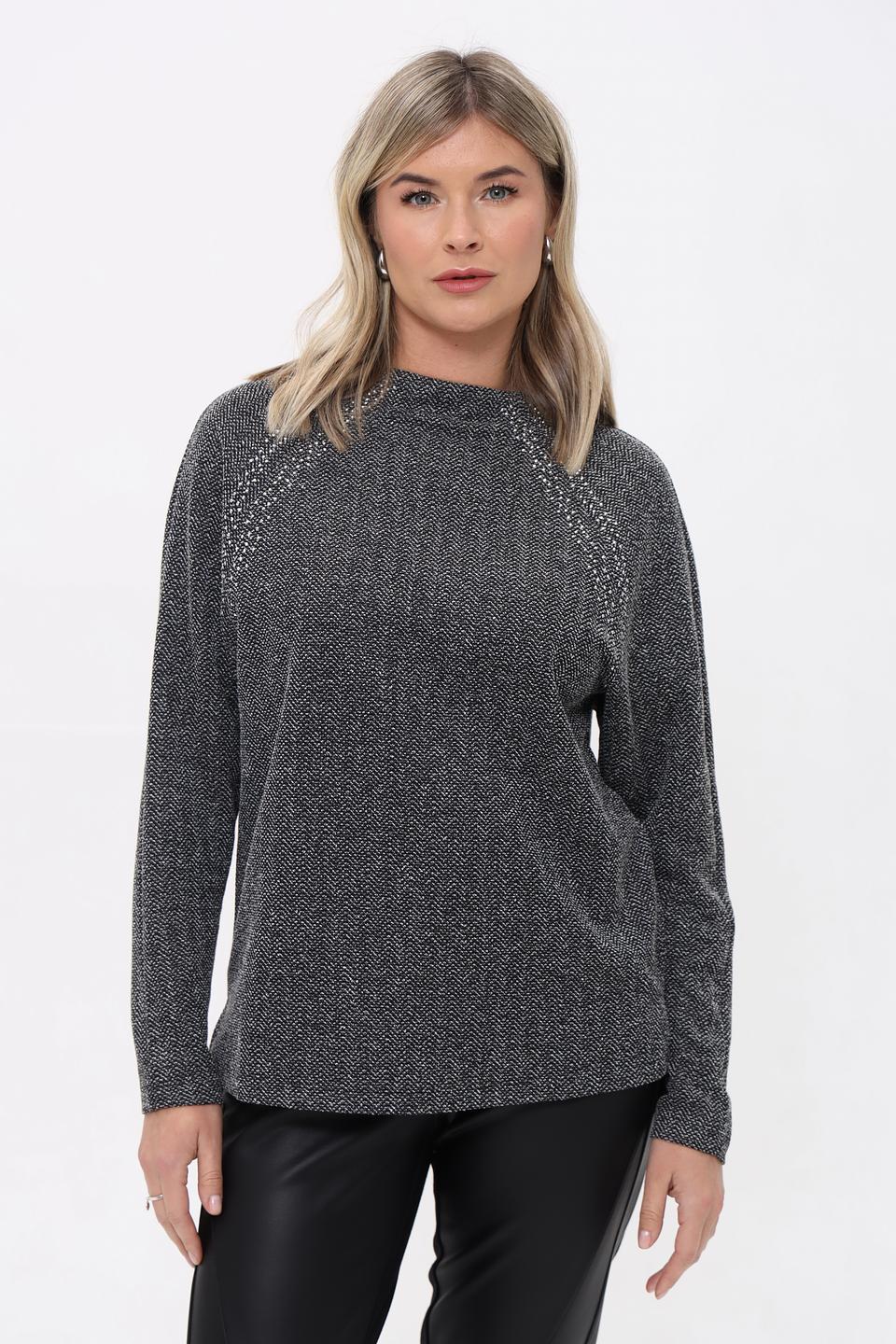 Пуловер Lebek с узором и стразами чёрный
