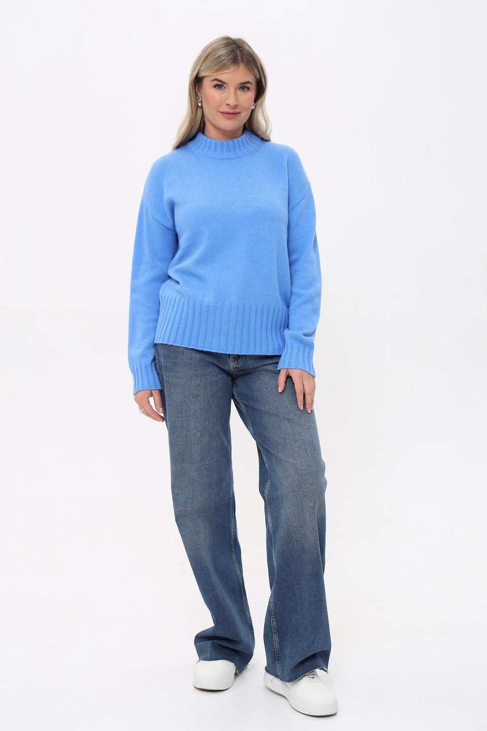 Пуловер Lebek голубой с горлом