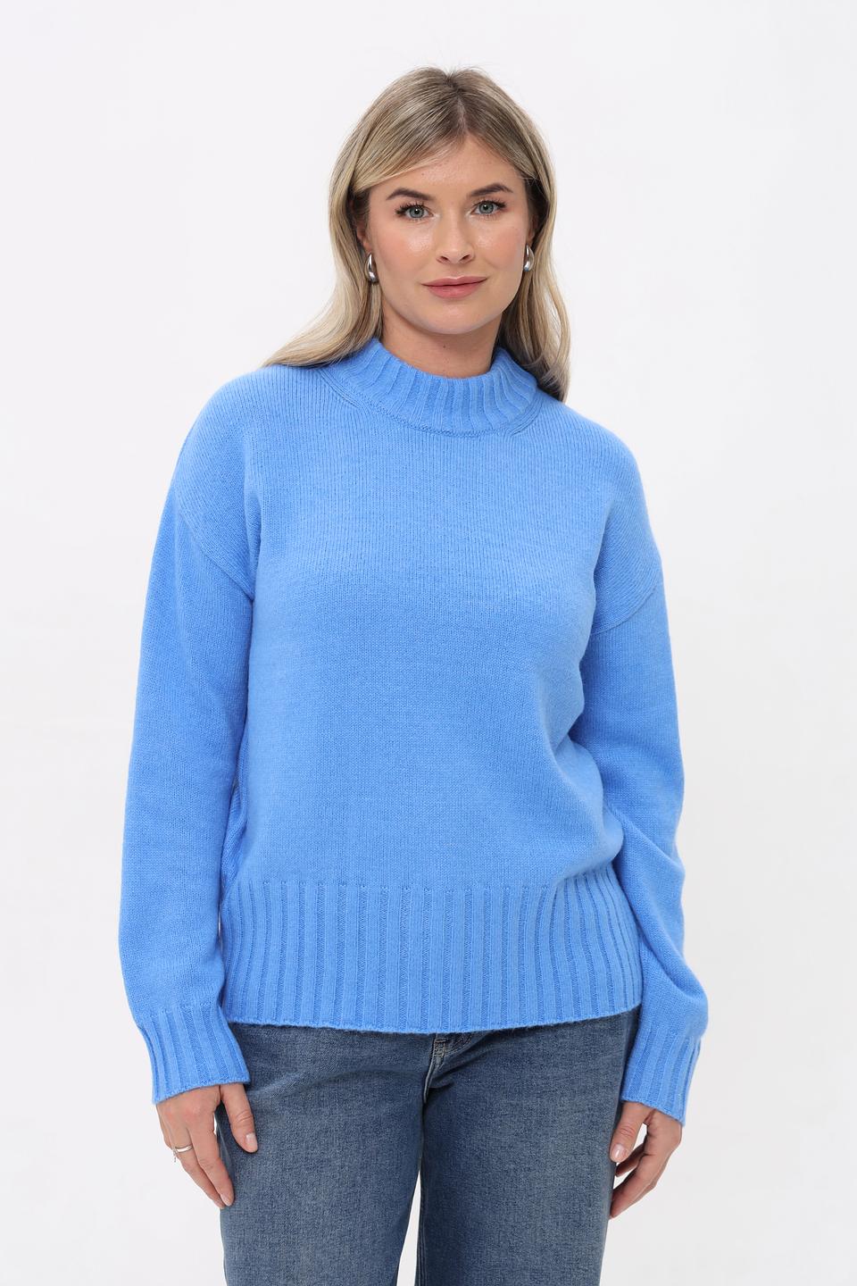 Пуловер Lebek голубой с горлом