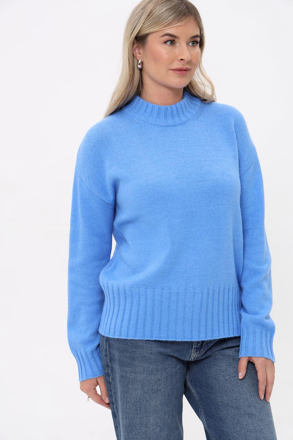Пуловер Lebek голубой с горлом