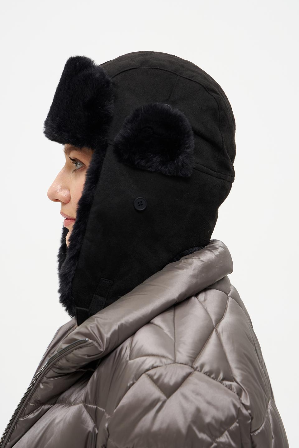 Шапка Seeberger чёрная с мехом