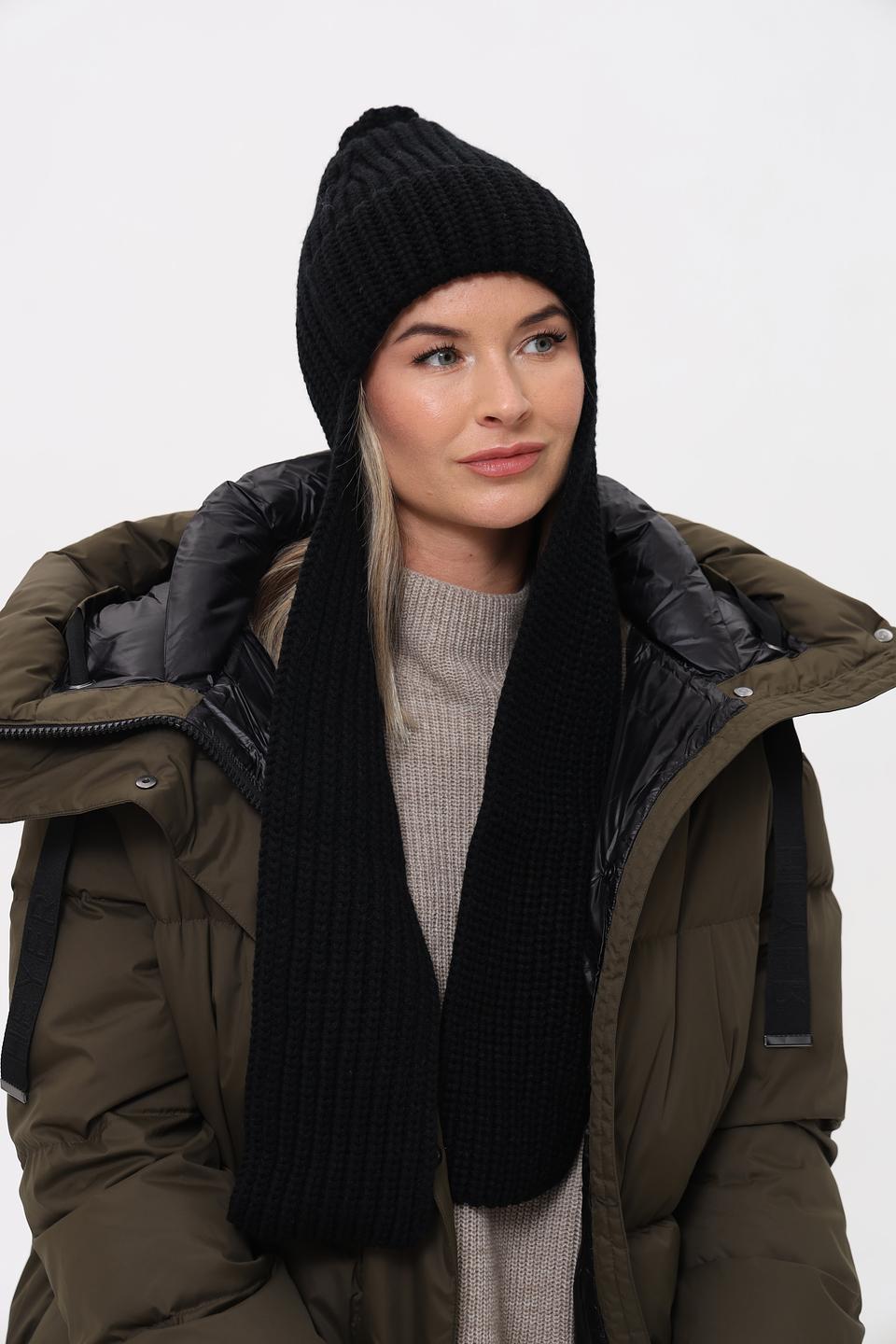 Шапка Marhatter с шарфом чёрная