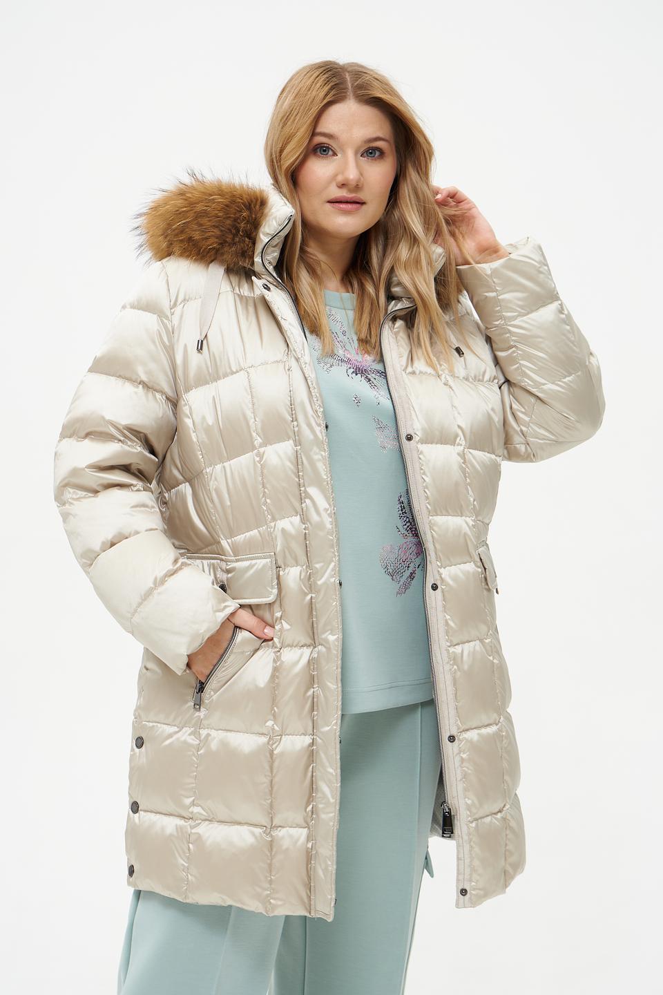 Пальто Lebek стеганое бежевое