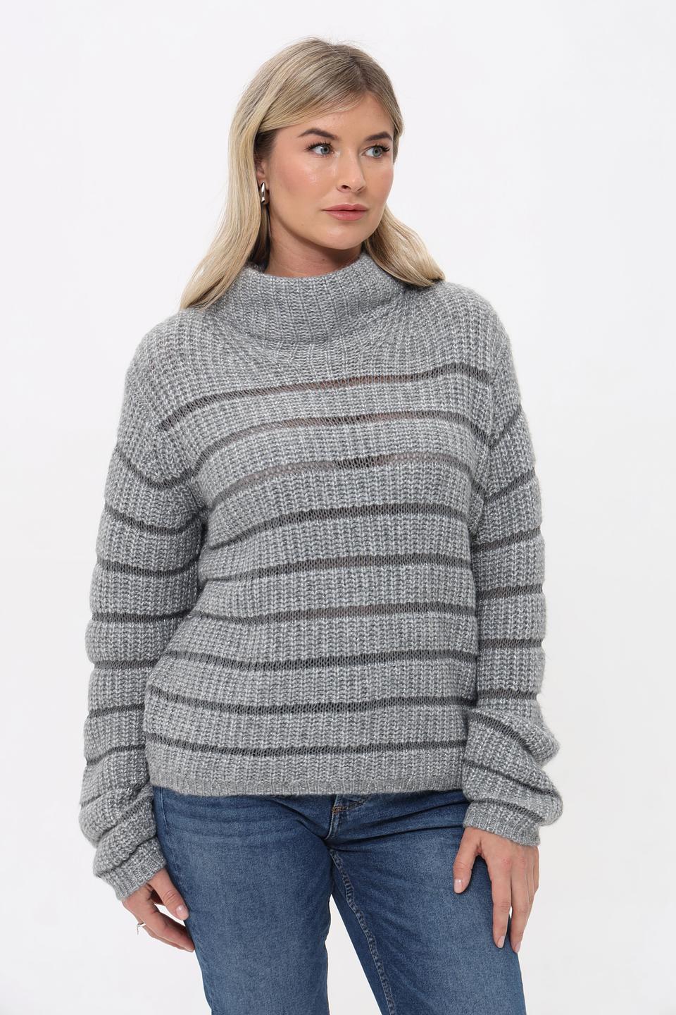 Пуловер Monari в полоску серый