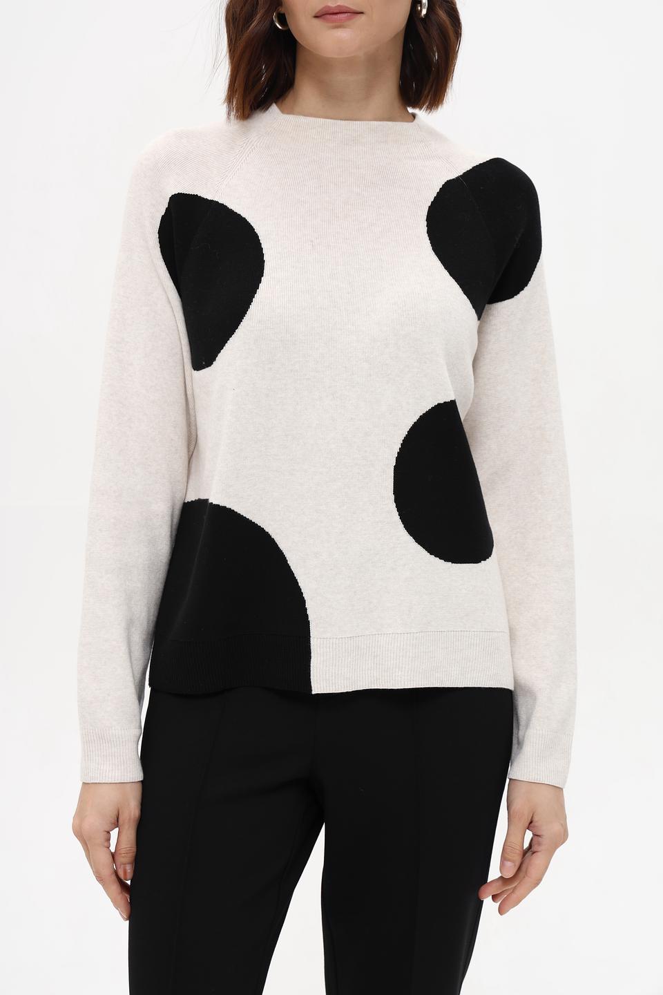 Пуловер Oui с горохом бежевый