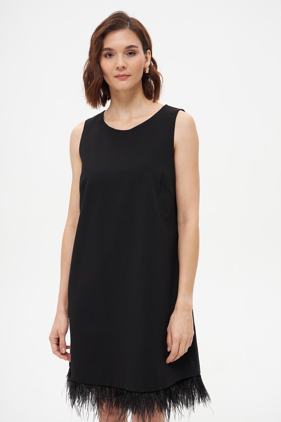 Платье Oui с бахромой чёрное