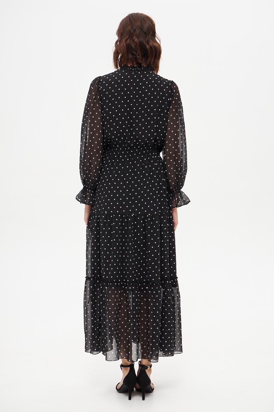 Платье Oui в горошек чёрное