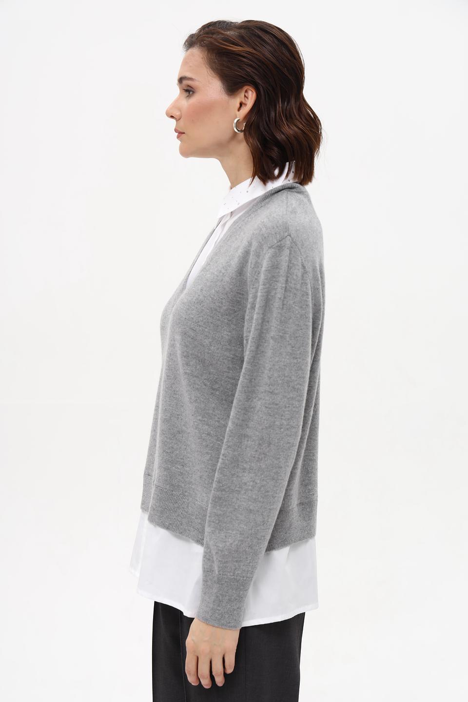 Блуза Margittes серая V-образный вырез