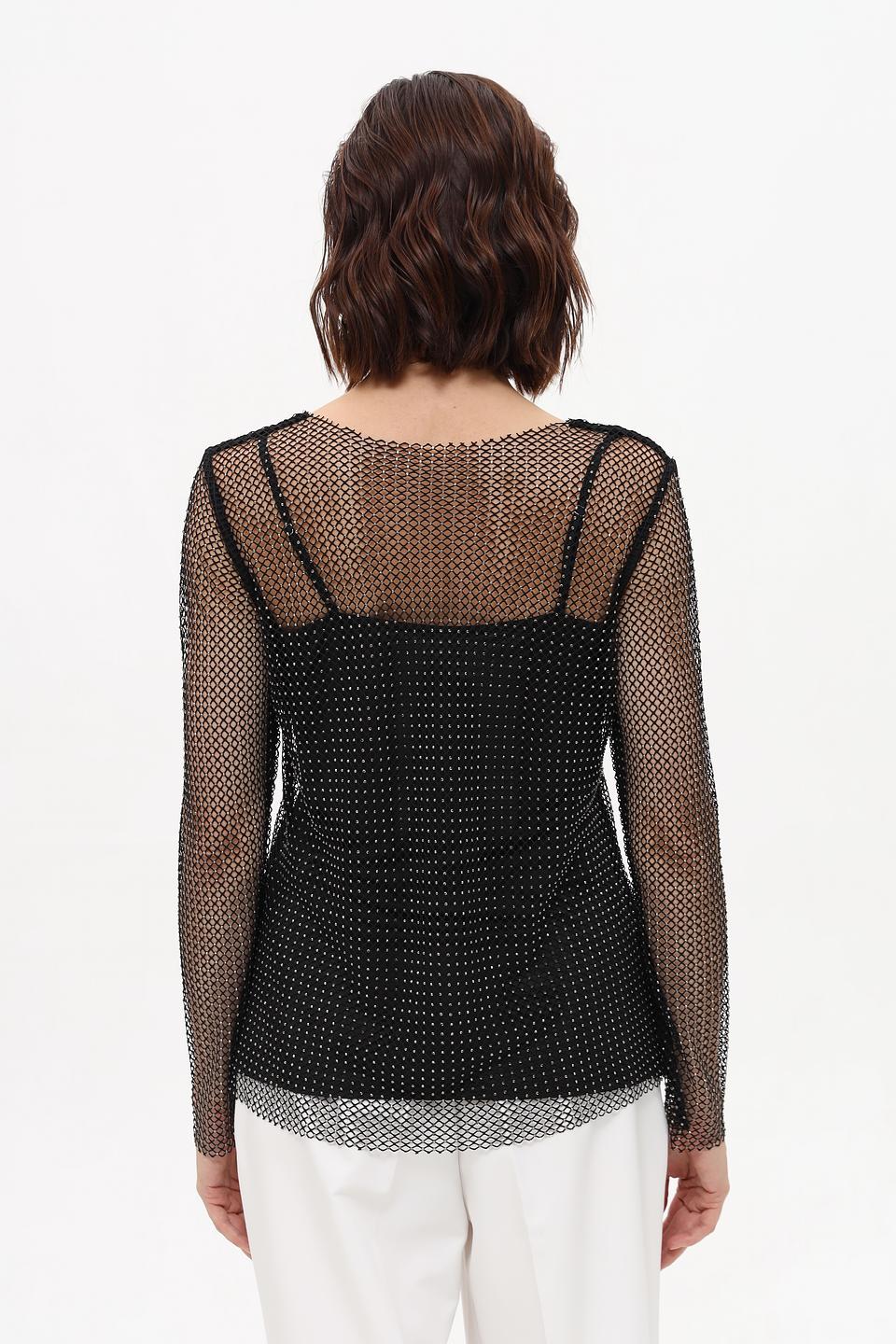 Блуза Oui с вышивкой чёрная