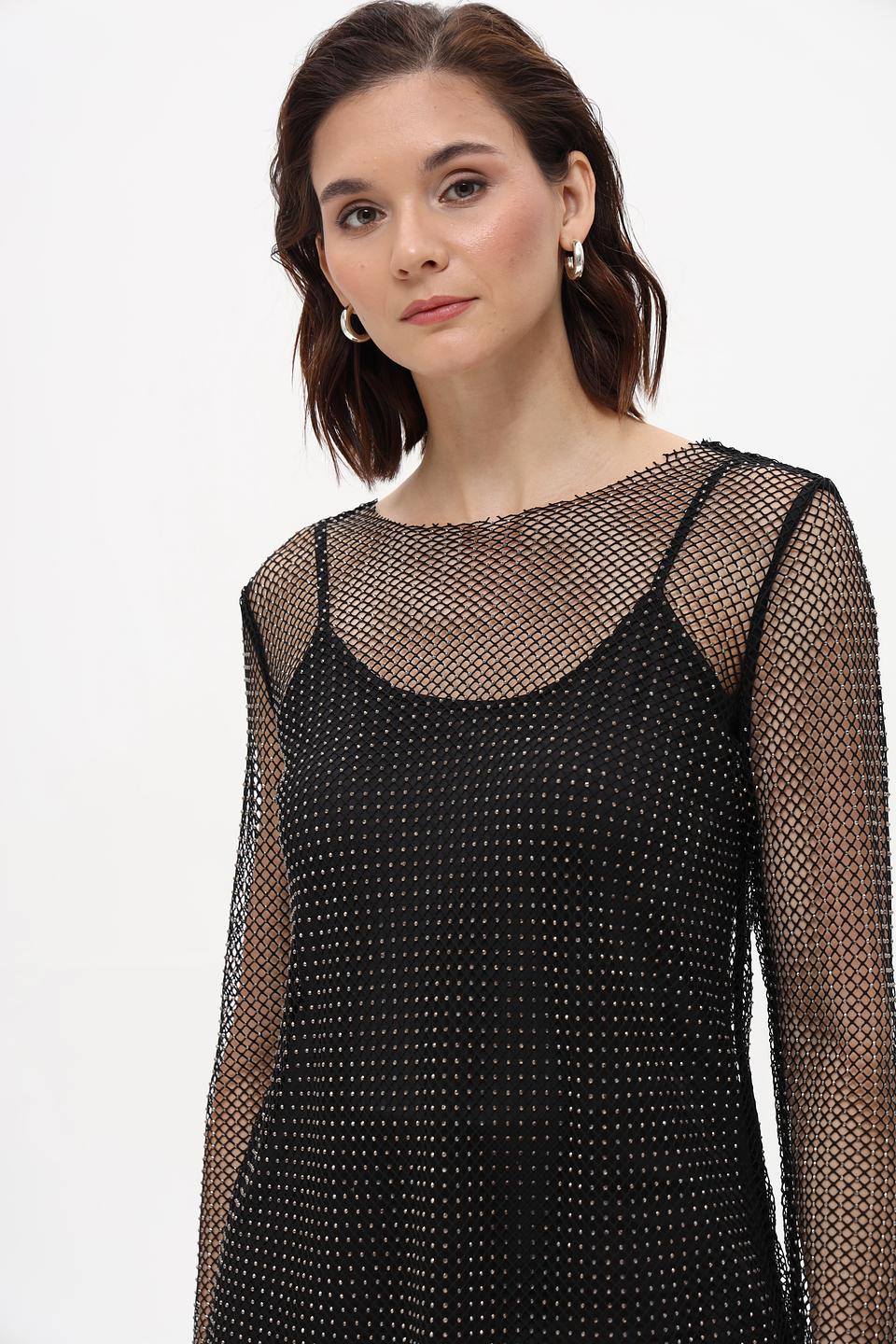 Блуза Oui с вышивкой чёрная