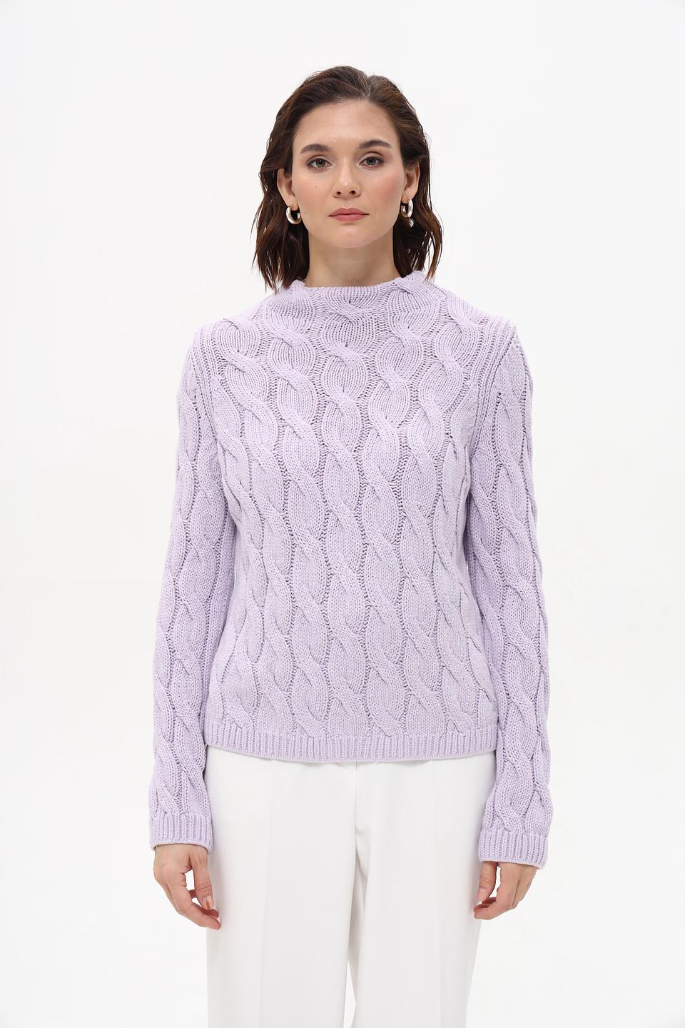 Пуловер Monari лавандовый с косами