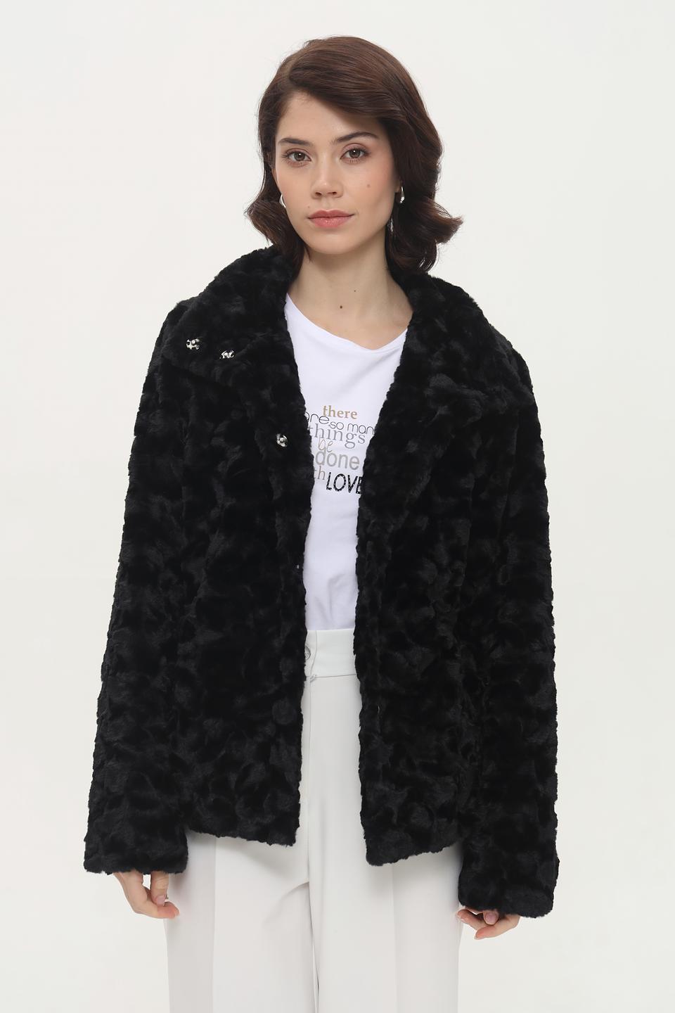 Куртка Broadway чёрная из искусственного меха