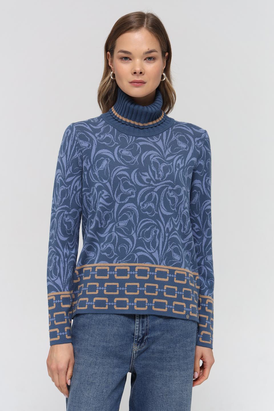 Водолазка Gollehaug с узором синяя