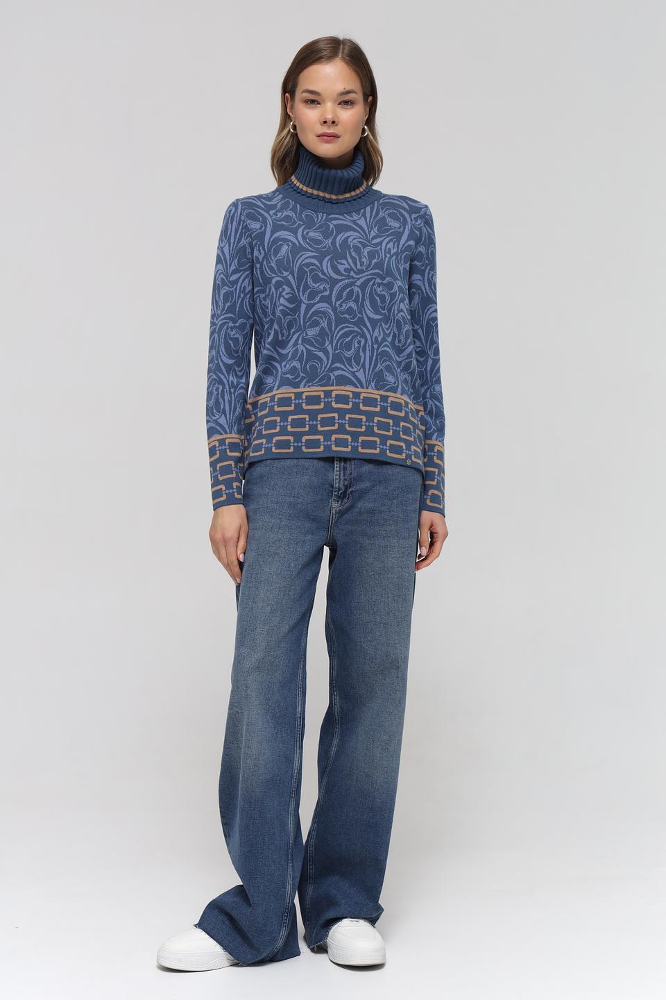 Водолазка Gollehaug с узором синяя