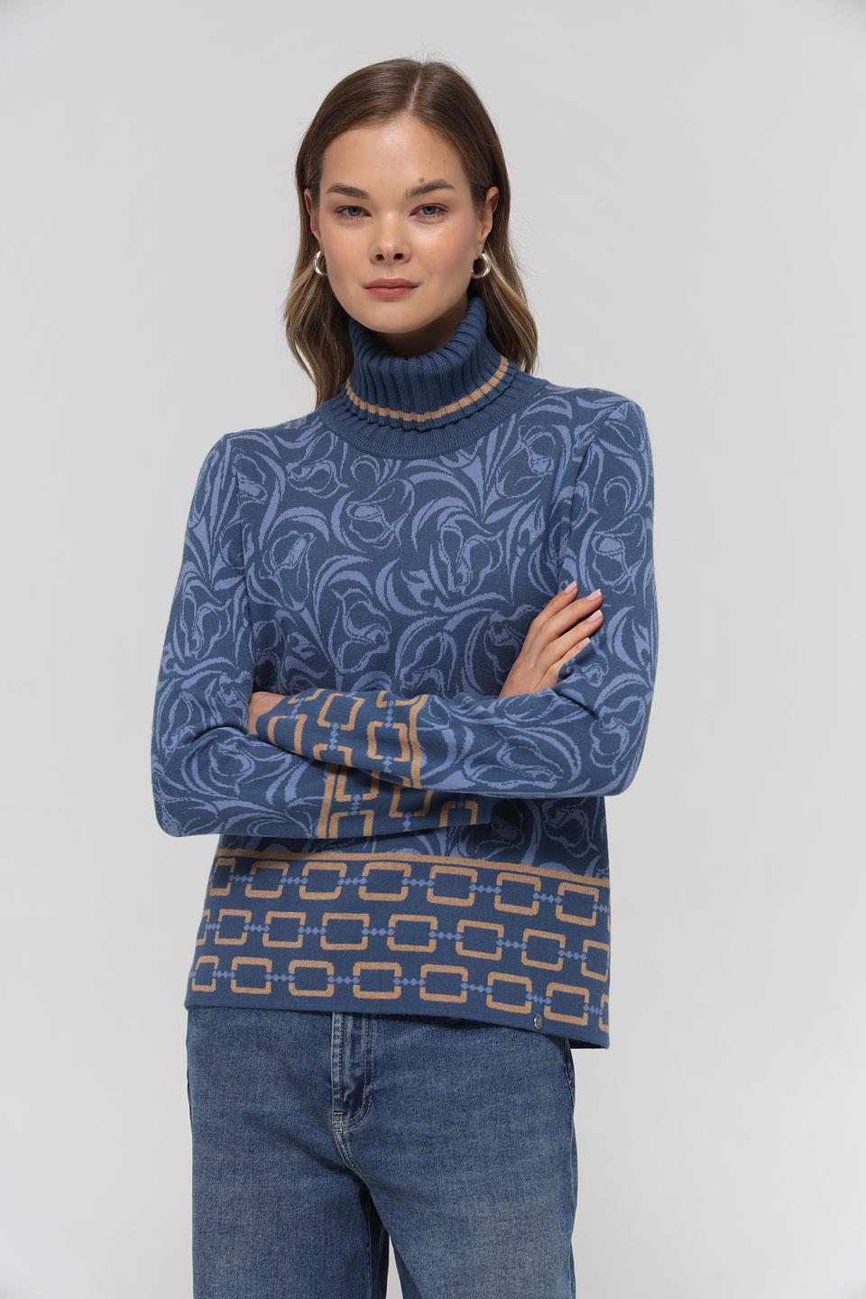 Водолазка Gollehaug с узором синяя