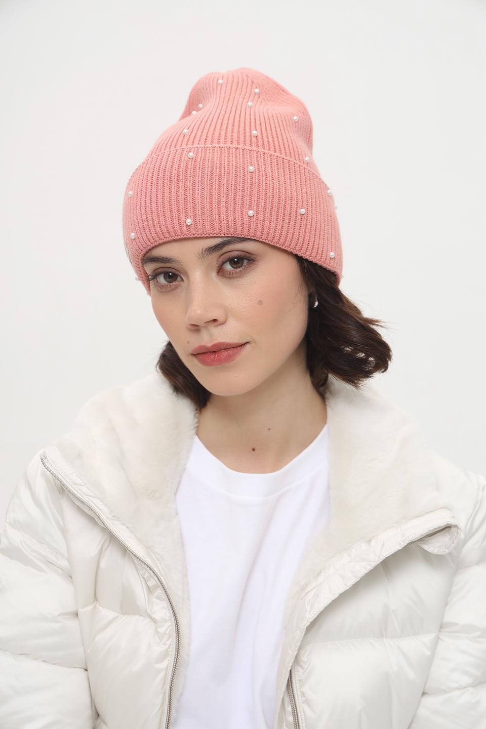 Шапка Seeberger с жемчугом розовый