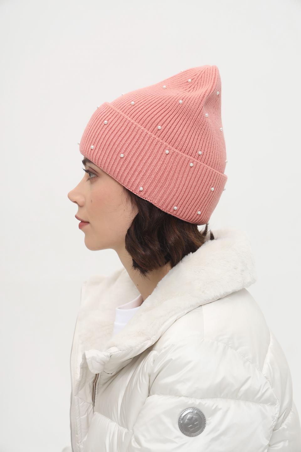 Шапка Seeberger с жемчугом розовый