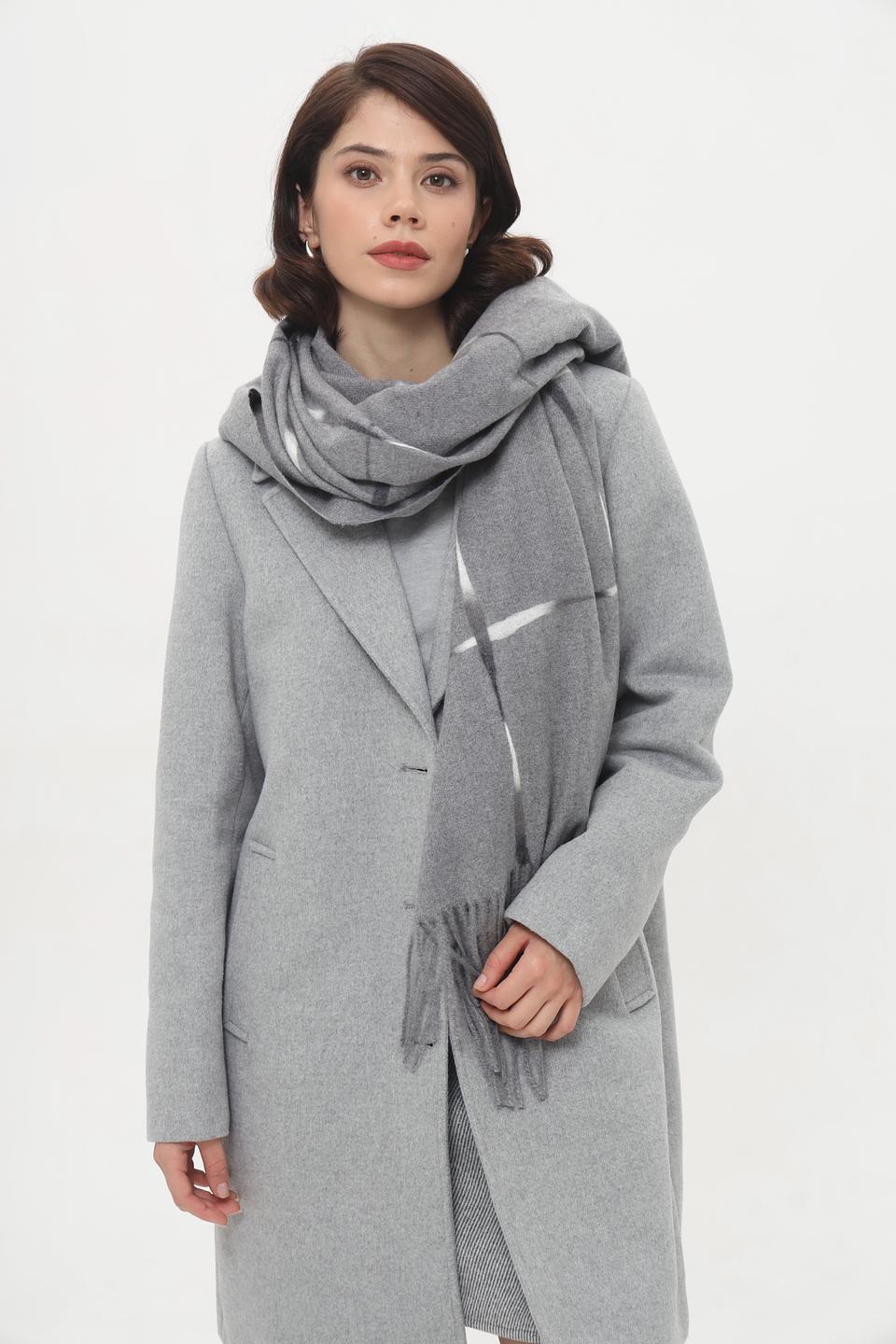 Шарф Fraas в клетку с бахромой