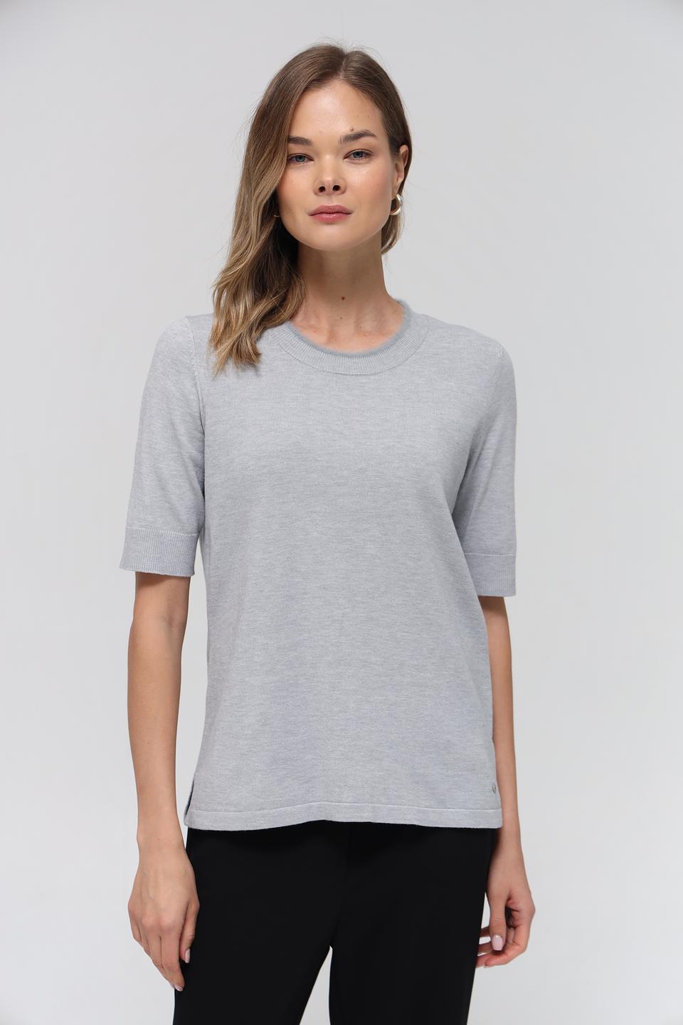 Пуловер Olsen серый с коротким рукавом