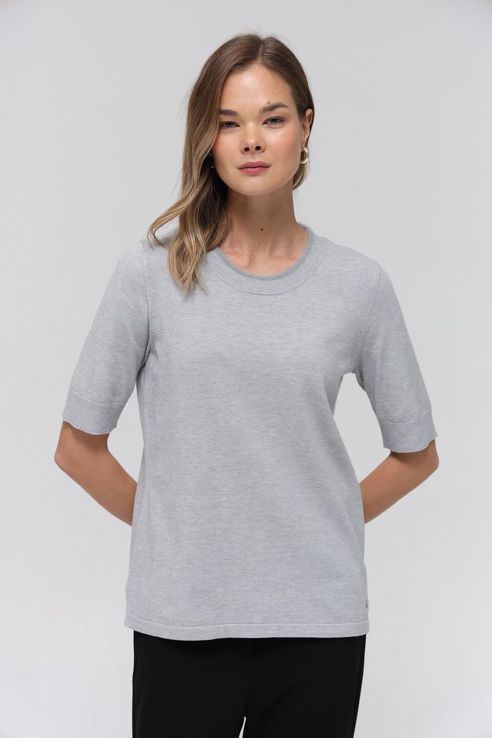 Пуловер Olsen серый с коротким рукавом