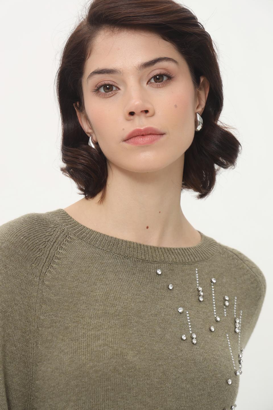 Пуловер Taifun с декором хаки