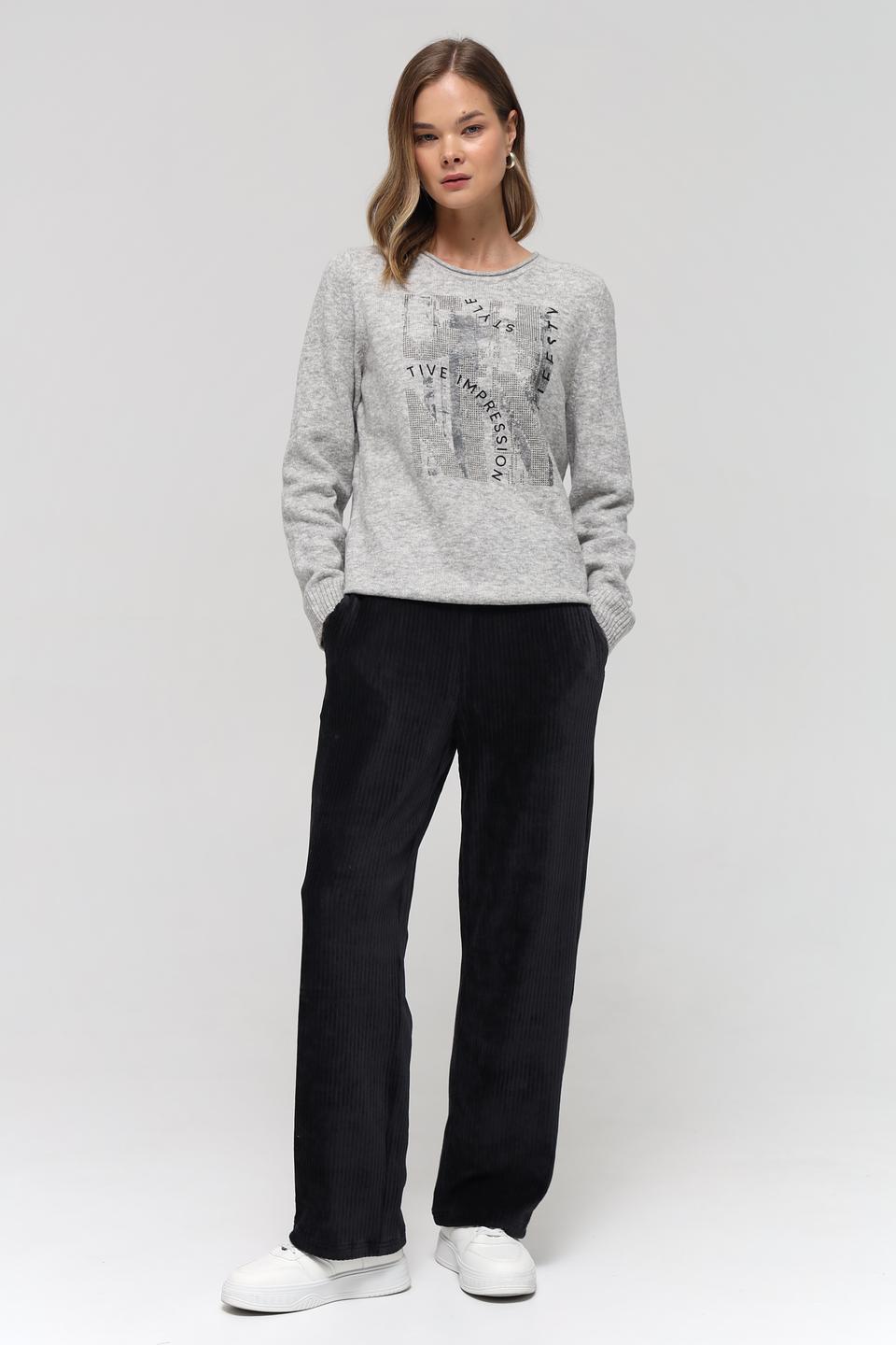 Пуловер Rabe collection серый с принтом