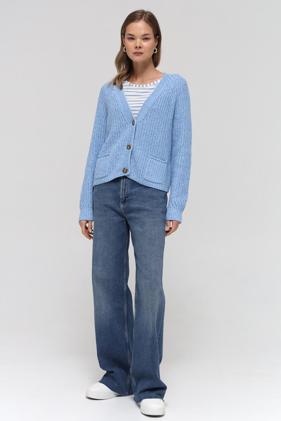 Жакет Oui вязаный голубой