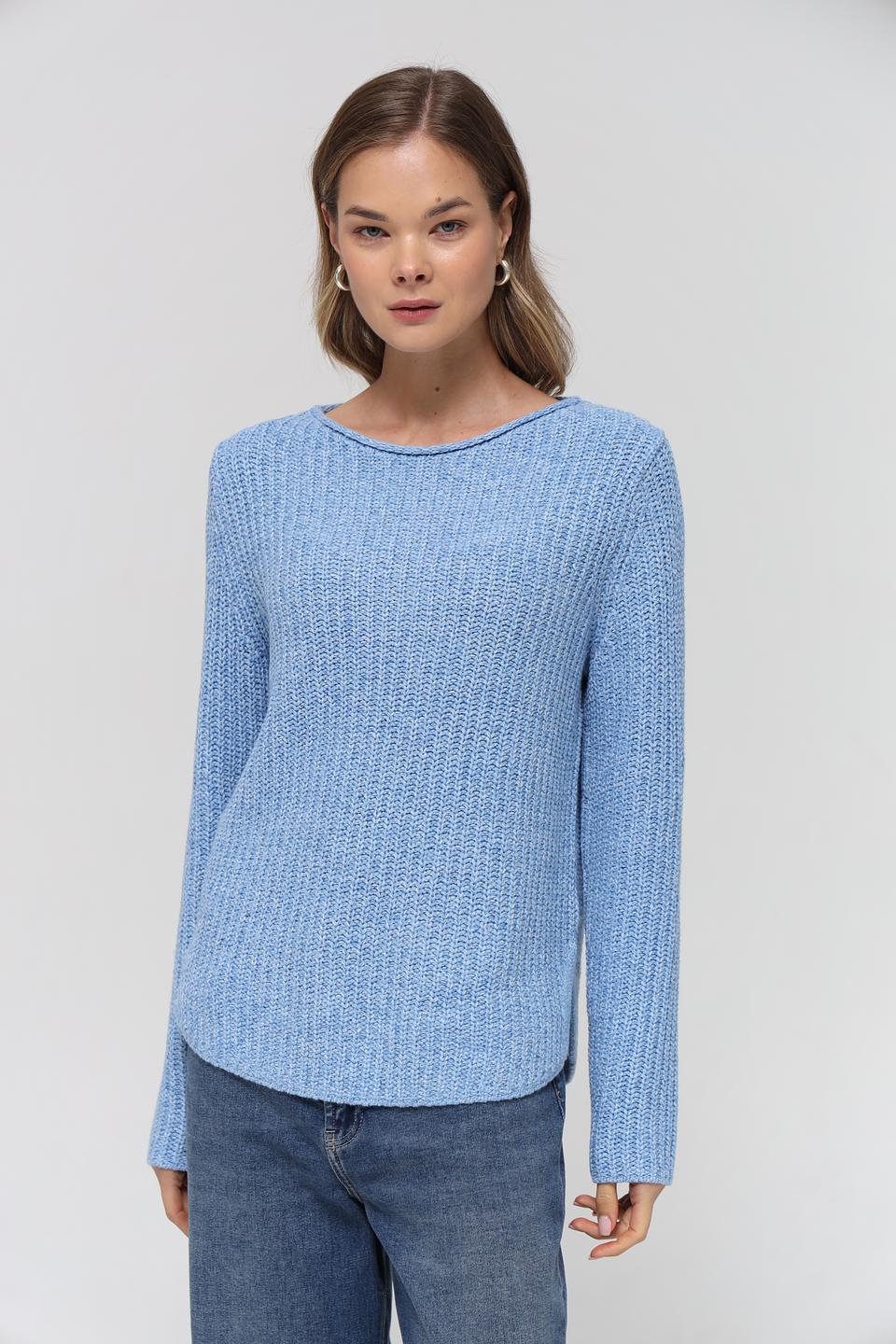 Пуловер Oui голубой вязаный