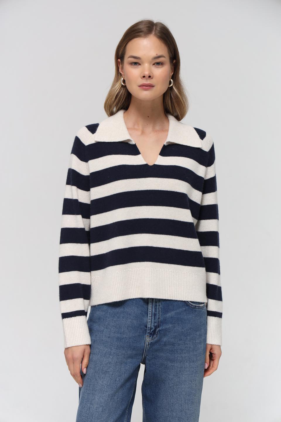 Пуловер Oui в полоску