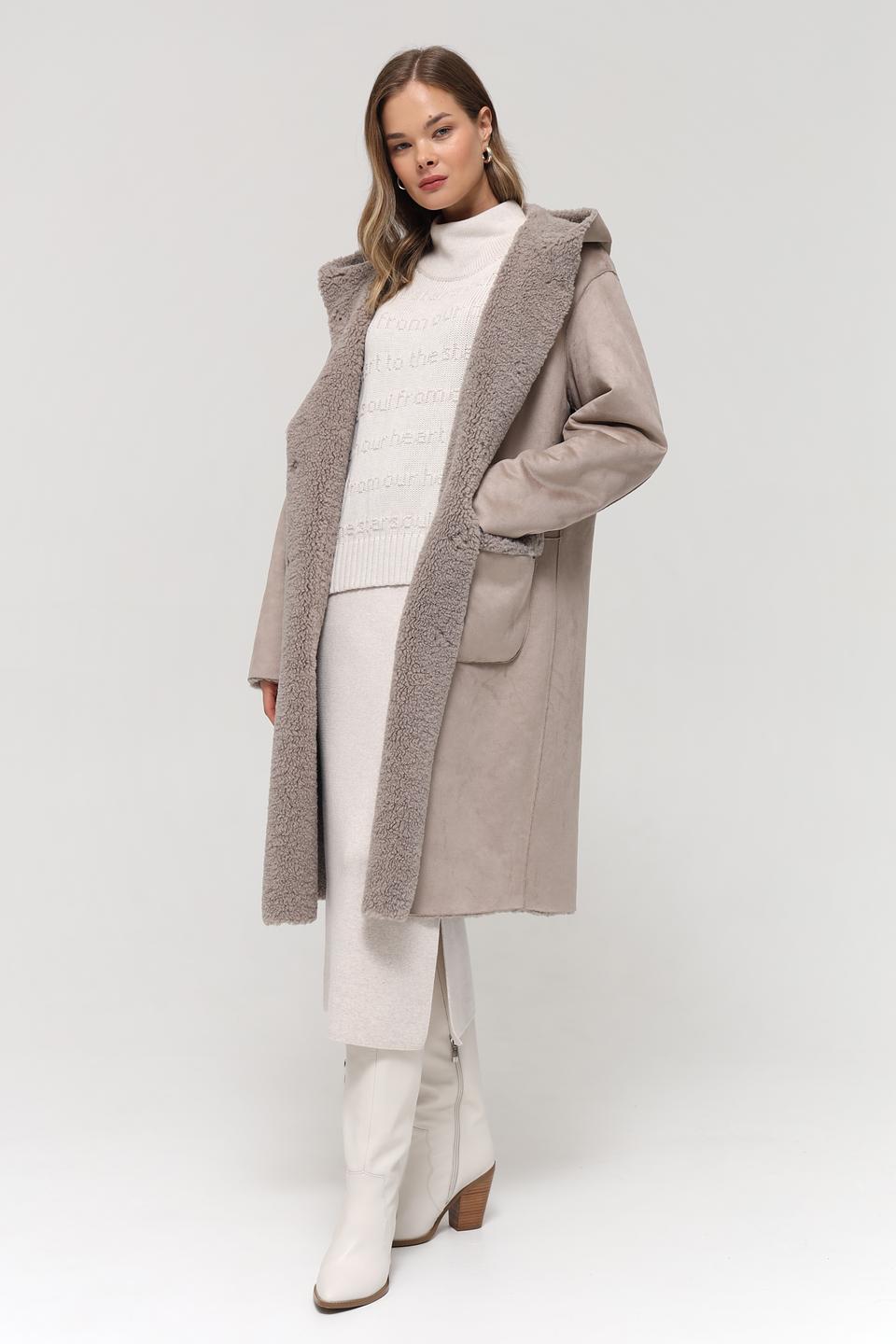 Юбка Oui бежевая с разрезом