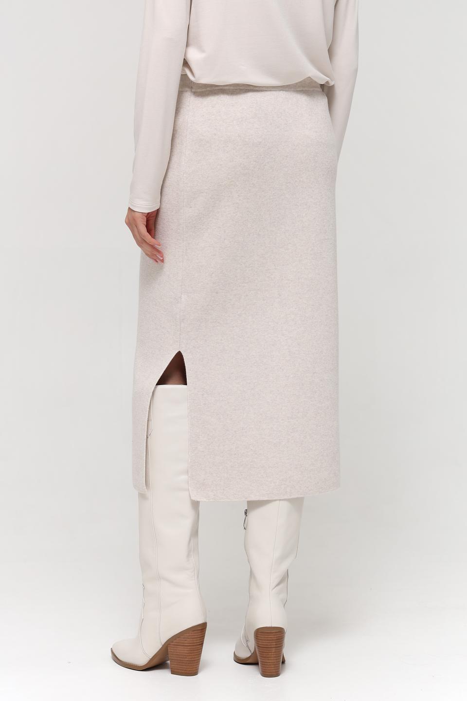 Юбка Oui бежевая с разрезом