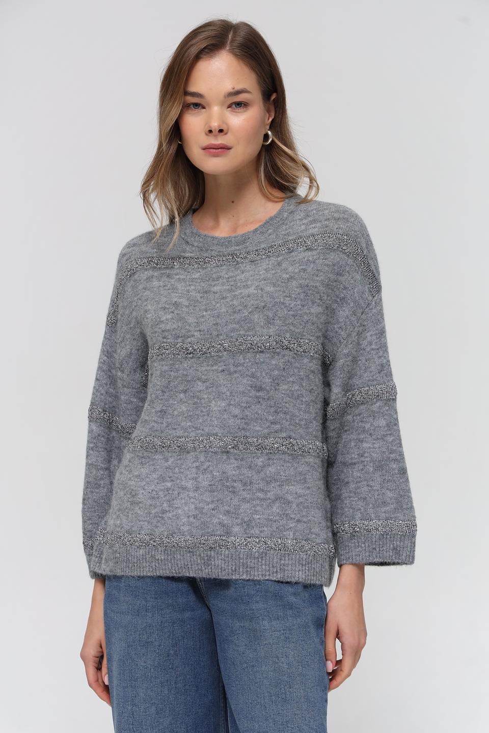 Пуловер Lecomte серый с полосками